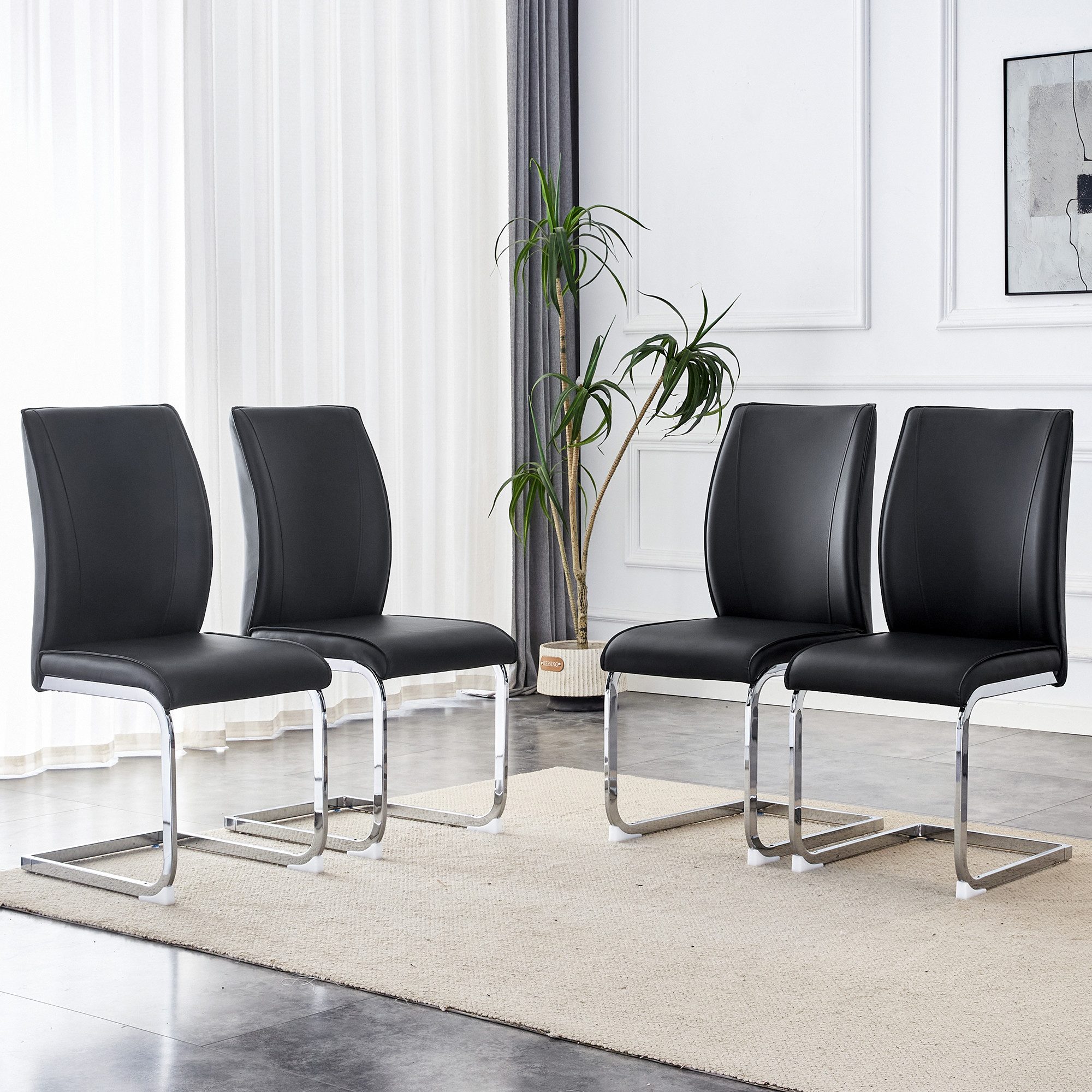 i@home Esszimmerstuhl 2 Стільці mit grauem verrücktem Pferdeleder Textur PU Komfort Sitzen (mit silbernen Metallbeinen.Kombinieren Sie Eleganz mit modernem Design, 4 St), Retro-Design, wasserdichtes PU-Material