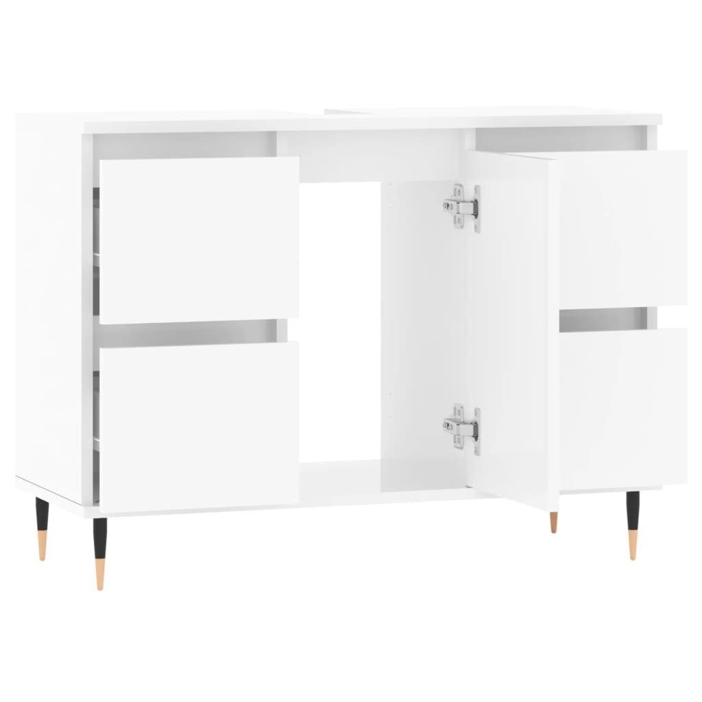 Holzwerkstoff Badschrank (1-St) vidaXL cm Hochglanz-Weiß Badezimmerspiegelschrank 80x33x60