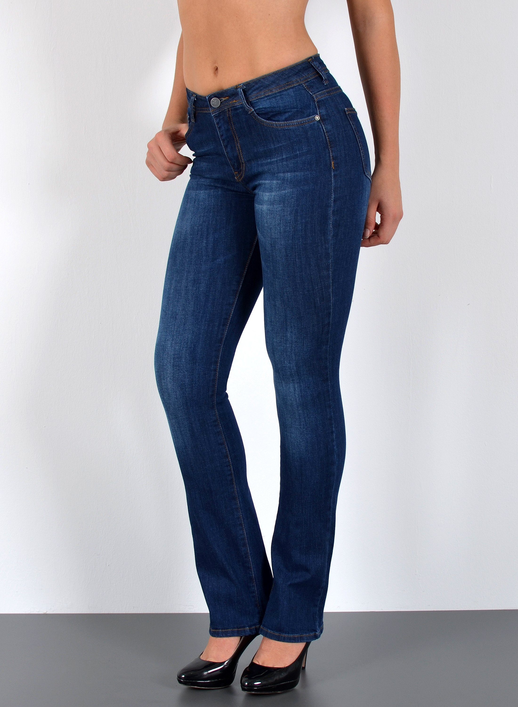 ESRA Bootcut-Jeans Damen Bootcut Jeans High Waist Schlaghose weite Jeans bi günstig online kaufen