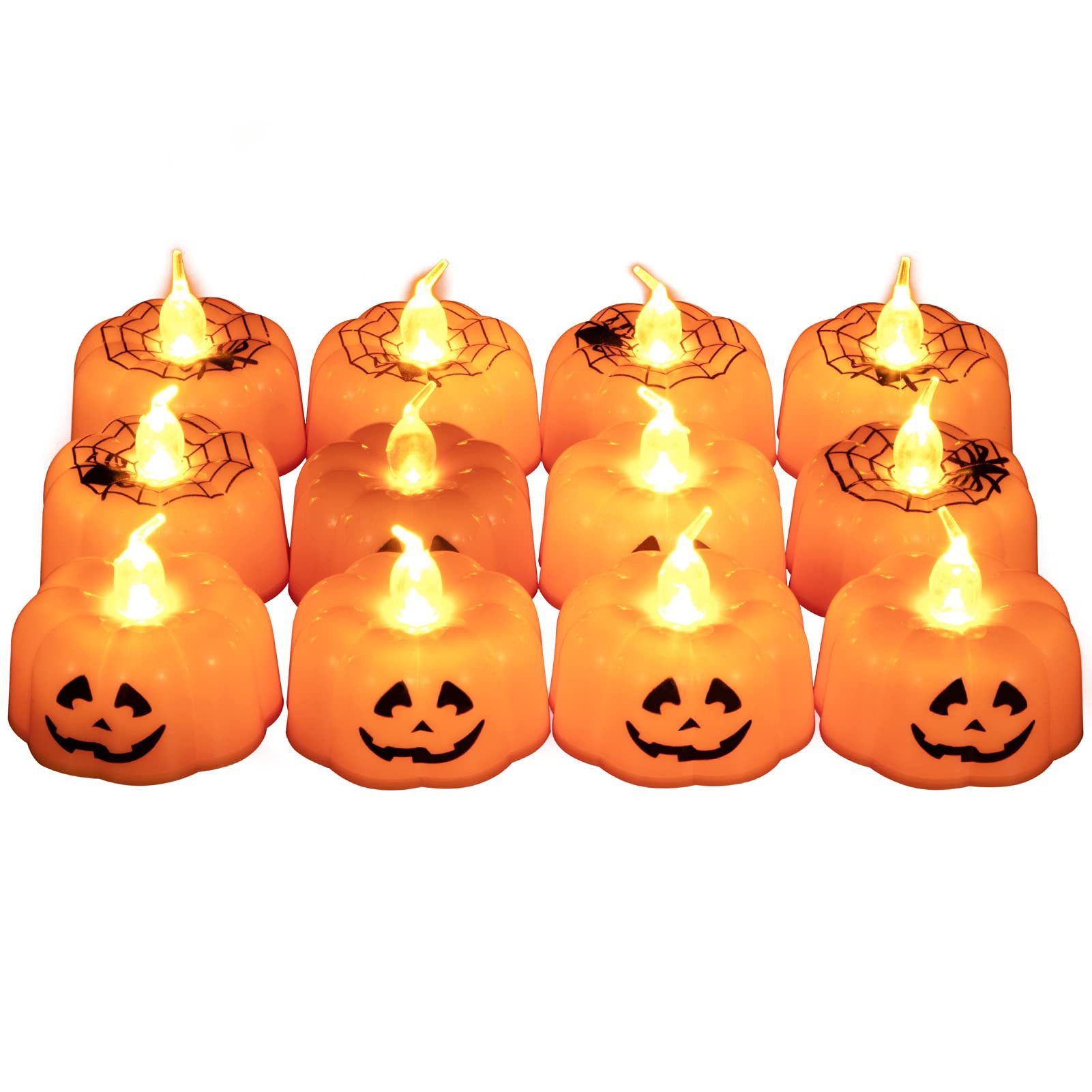 GarveeMore LED-Kerze Halloween LED-Kürbislichter, 12er-Pack Kerzen (12-tlg)