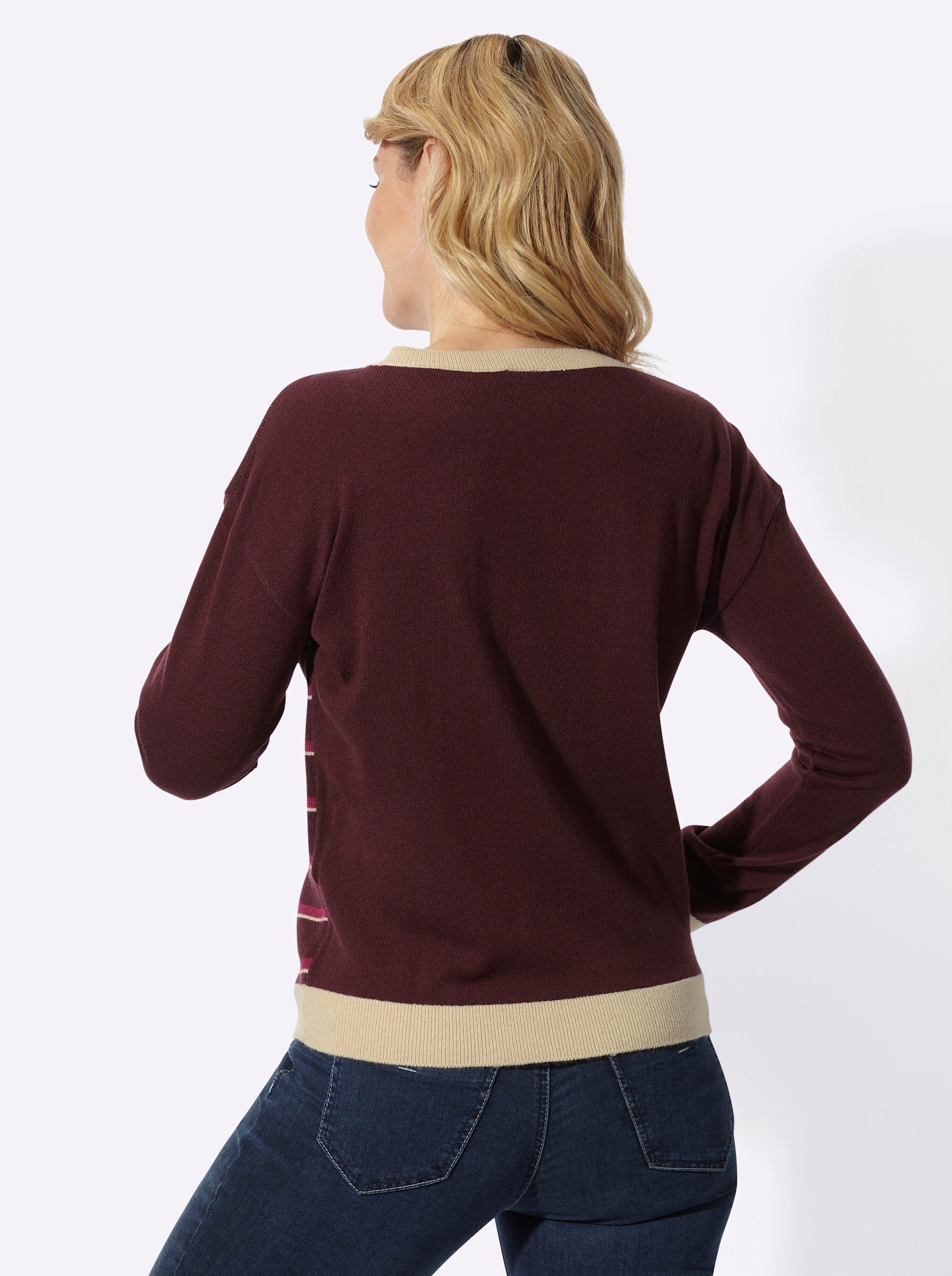 Sieh an! Strickpullover Rundhals-Pullover Langarm Jacquard, Jersey