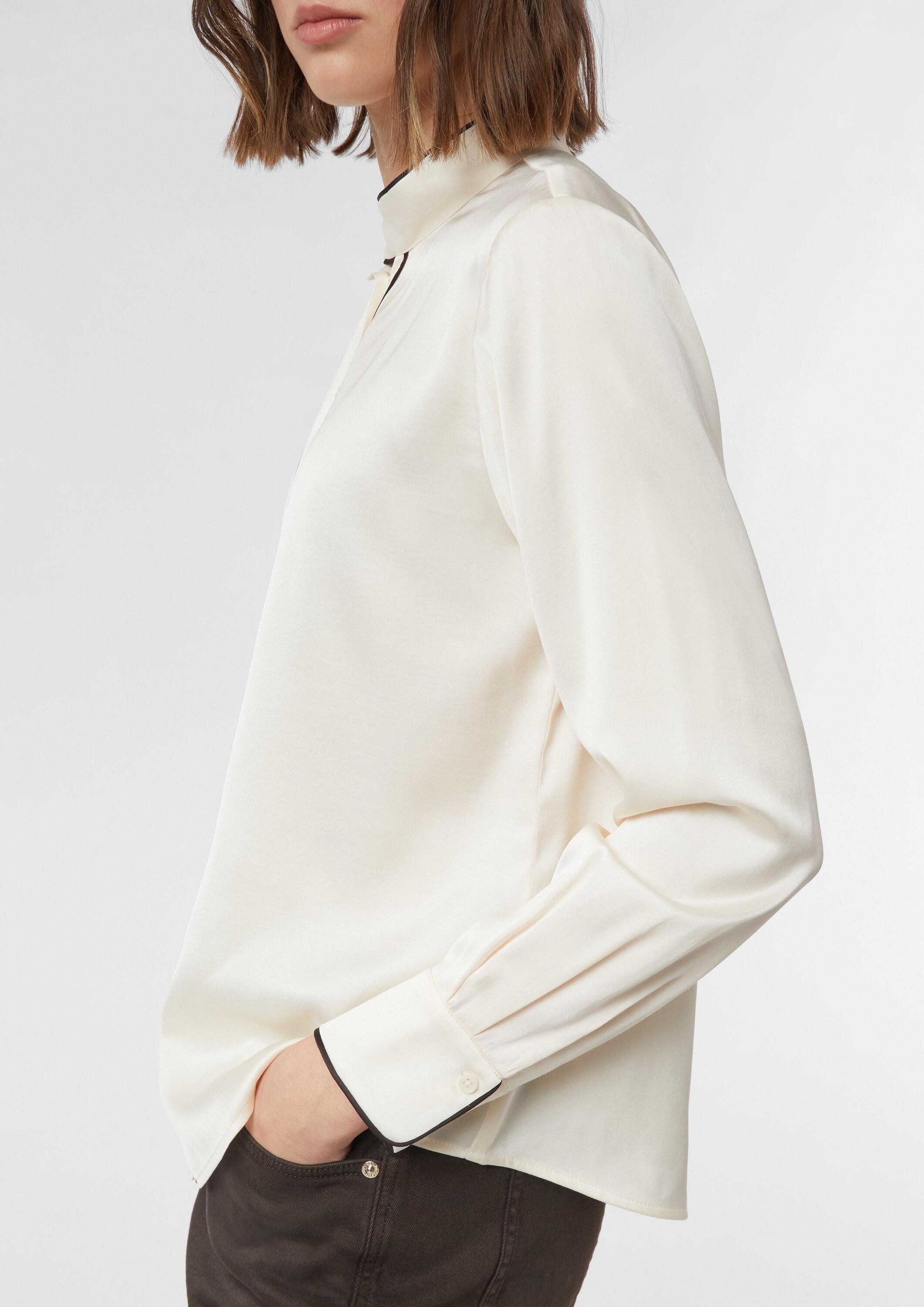 comma Langarmbluse Bluse Satinbluse mit Schluppenkragen