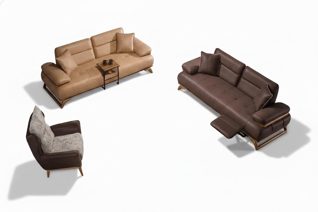 JVmoebel Polstergarnitur Möbel Luxus Sofagarnitur 3+3+1 Sitzer Beistelltisch Sofort, (3-tlg), Made in Europa