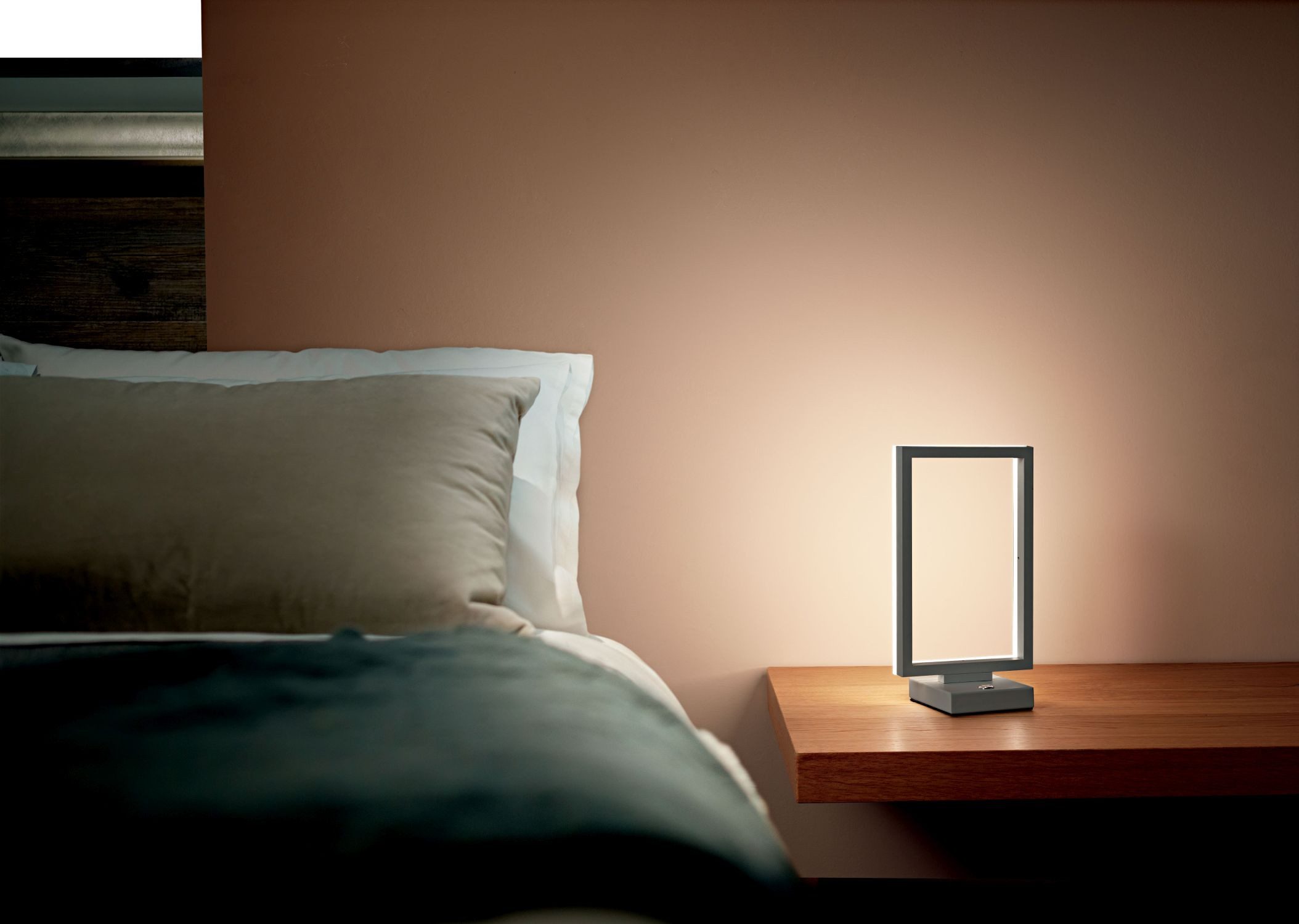 Licht-Erlebnisse Tischleuchte ZOMO, LED fest integriert, Warmweiß, LED dimmbar Aluminium 30 cm hoch Anthrazit 3000 K 1720 lm Modern