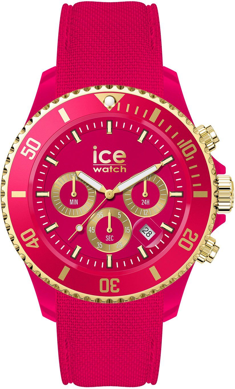 ice-watch Chronograph ICE chrono - Pink - Medium - CH 021596, Quarzuhr, Armbanduhr, Damen, Datum, Stoppfunktion, 12/24-Std.-Anzeige