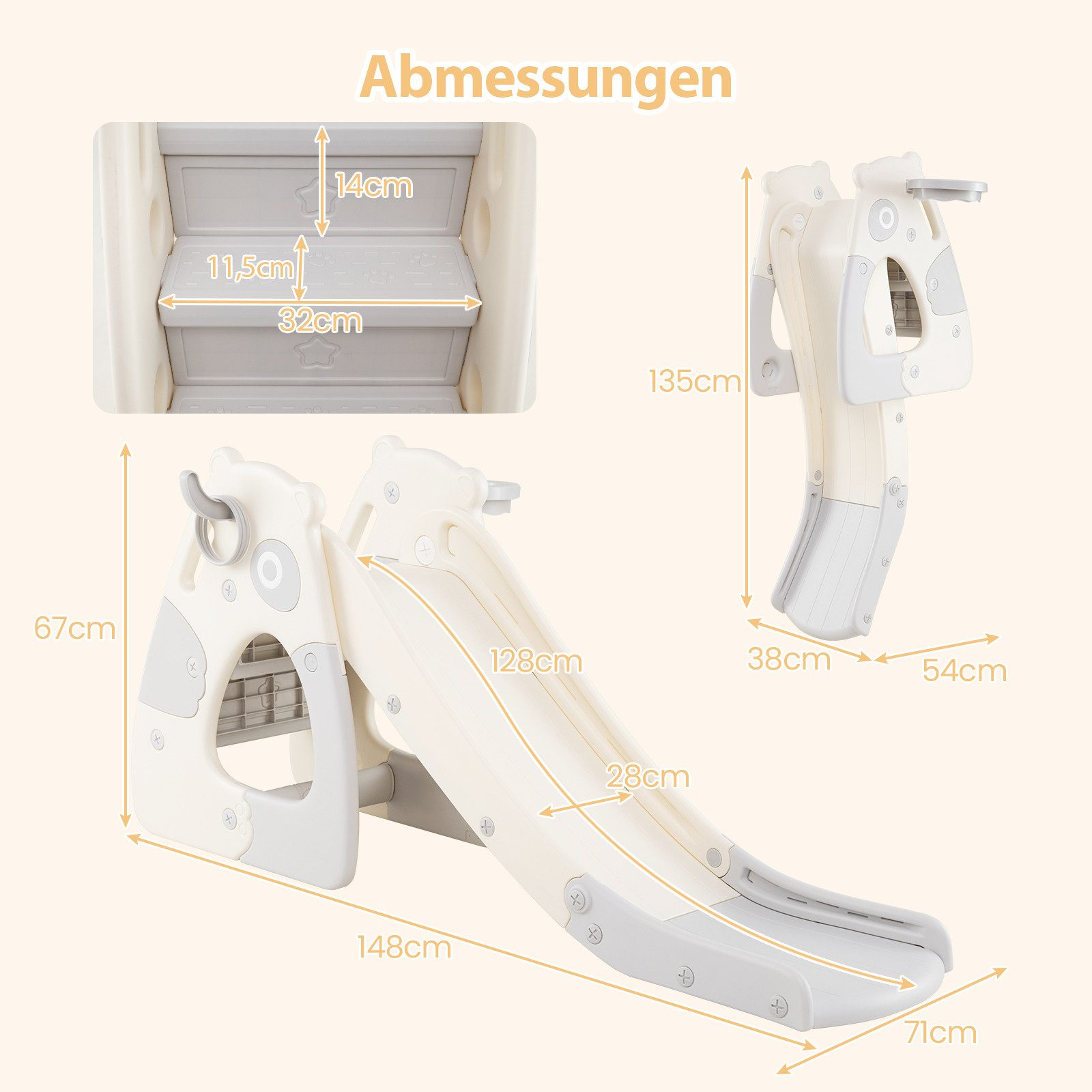 COSTWAY Rutsche, 4-in-1 klappbare Kinderrutsche, für Indoor & Outdoor