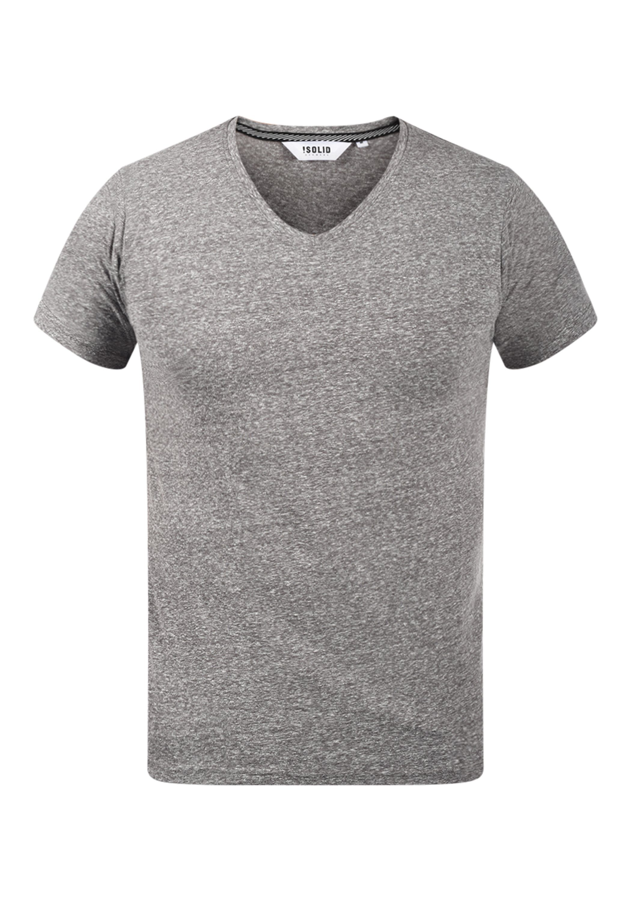 !Solid V-Shirt SDAlarus T-Shirt mit V-Ausschnitt Grey Melange (8236)