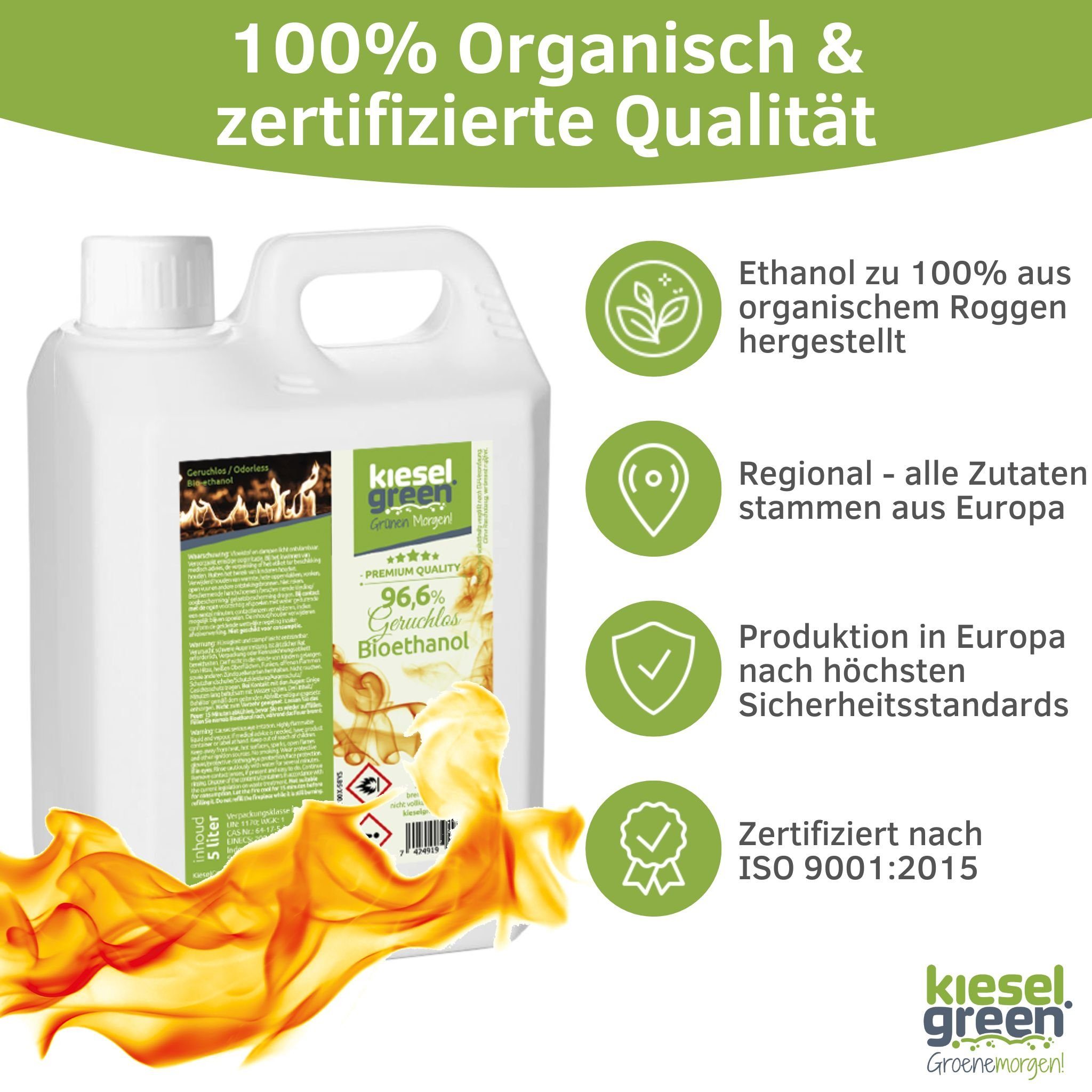KieselGreen Bioethanol KieselGreen Bioethanol 5/10/25/50 Liter mit Duft für Ethanol-Kamin, 5 l – Bild 3 von 5