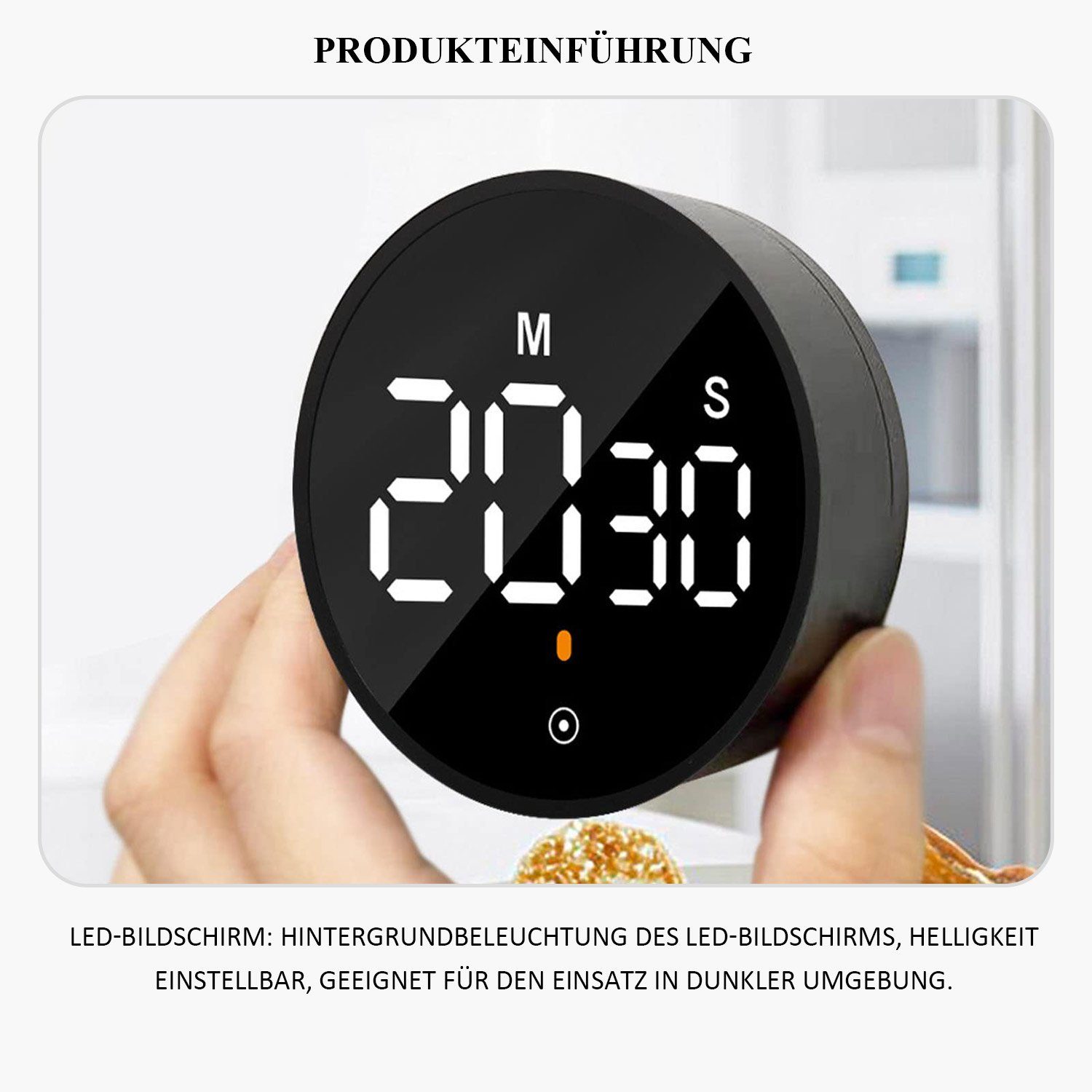 Rotierender MAGICSHE Küchentimer LED-Timer, Lernen Magnetisch Backen, für