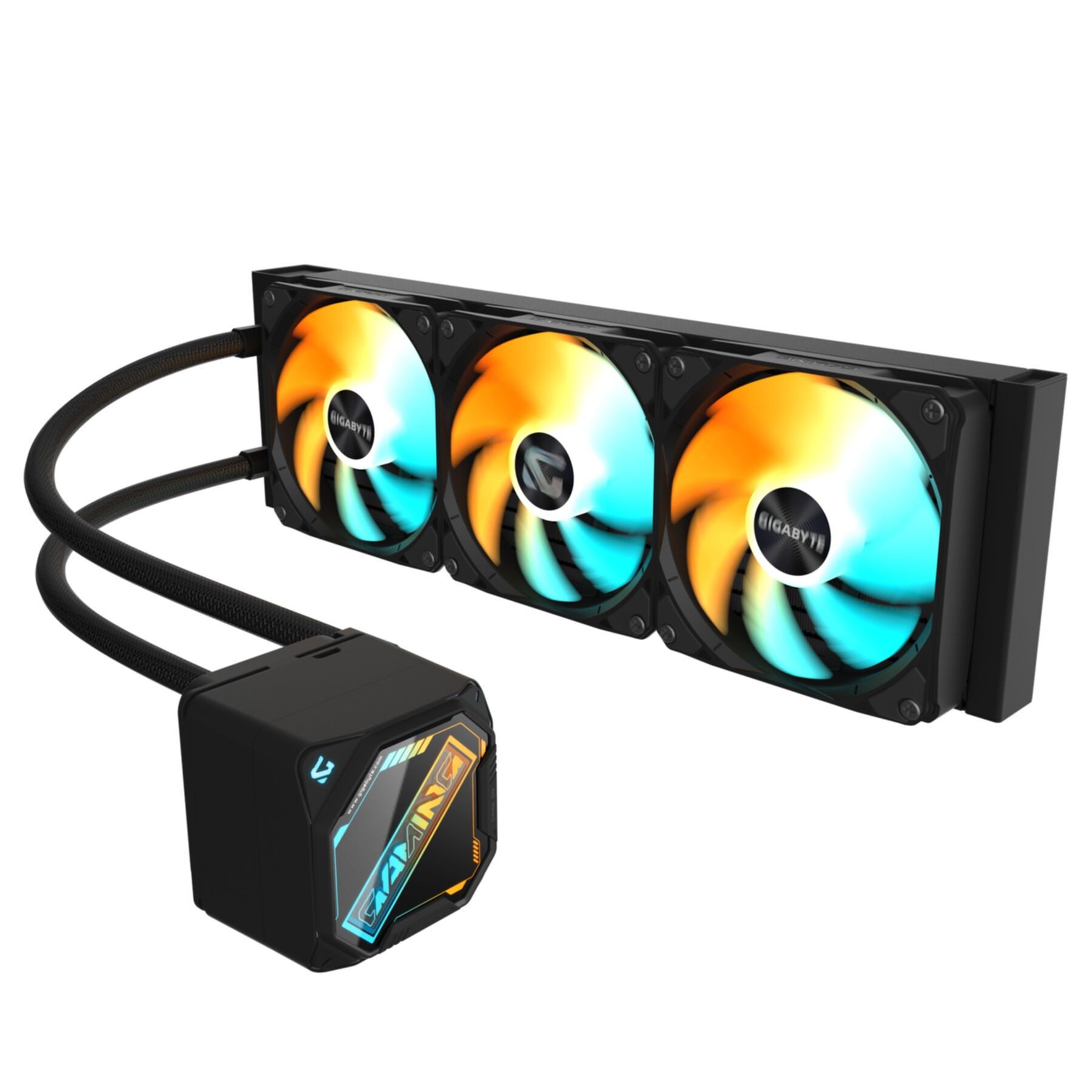 Gigabyte Gehäuselüfter GAMING 360 Flüssigkeitskühler für CPU - 3x120 mm ARGB-Lüfter, Schiebe-