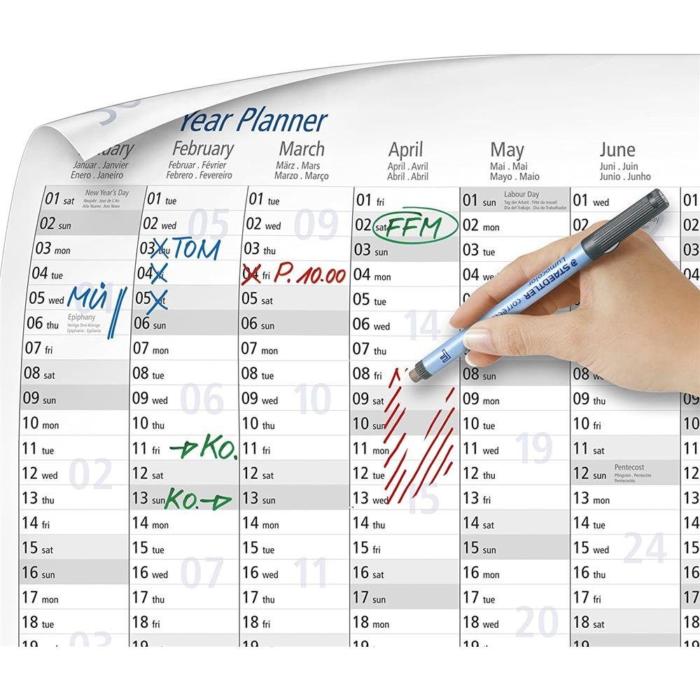 STAEDTLER Wandkalender Jahresplaner 2025 Lumocolor DIN A3