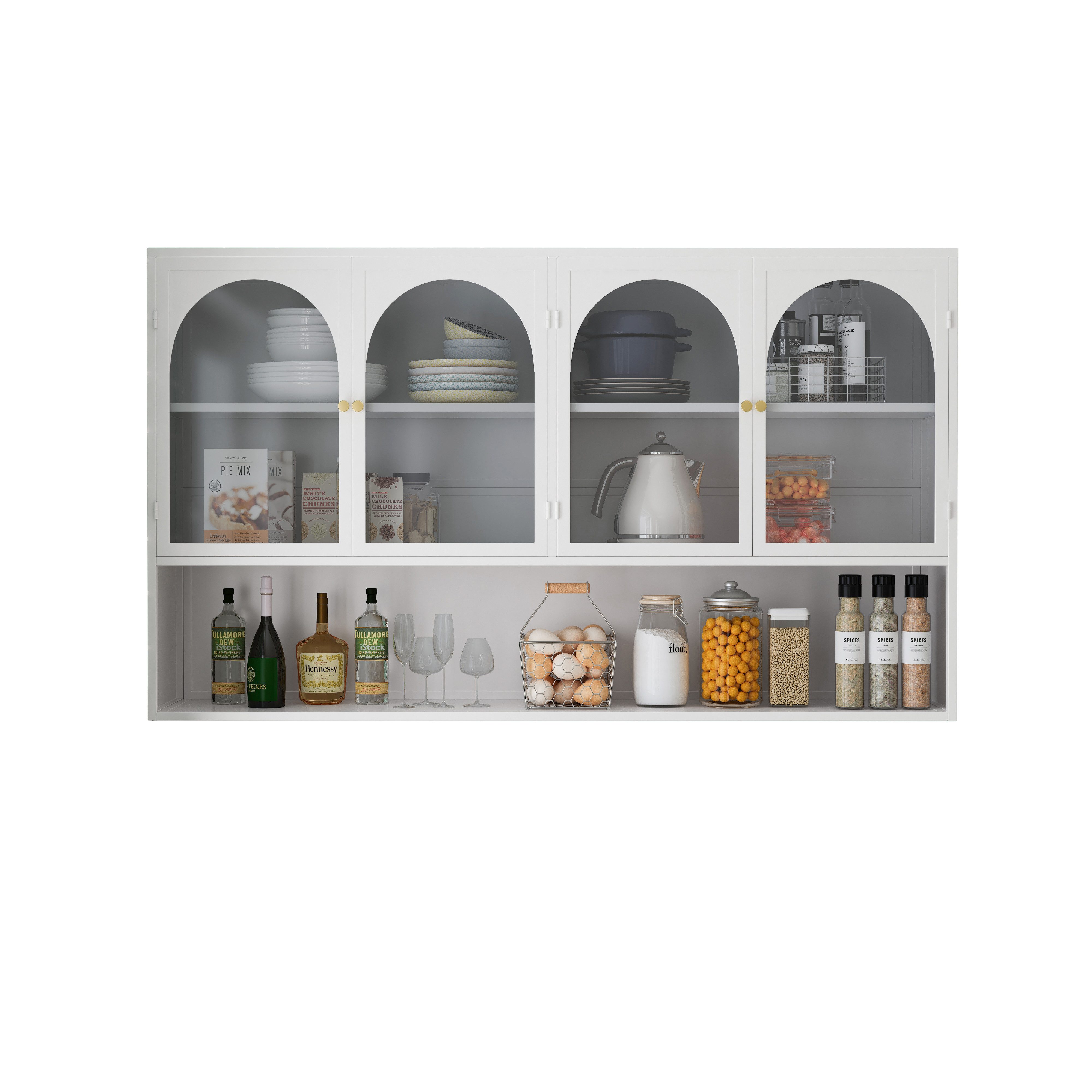 Wandhängeschrank Hängeschrank Wandhängeschrank,Four-door,Glass Wall Cabinet Storage