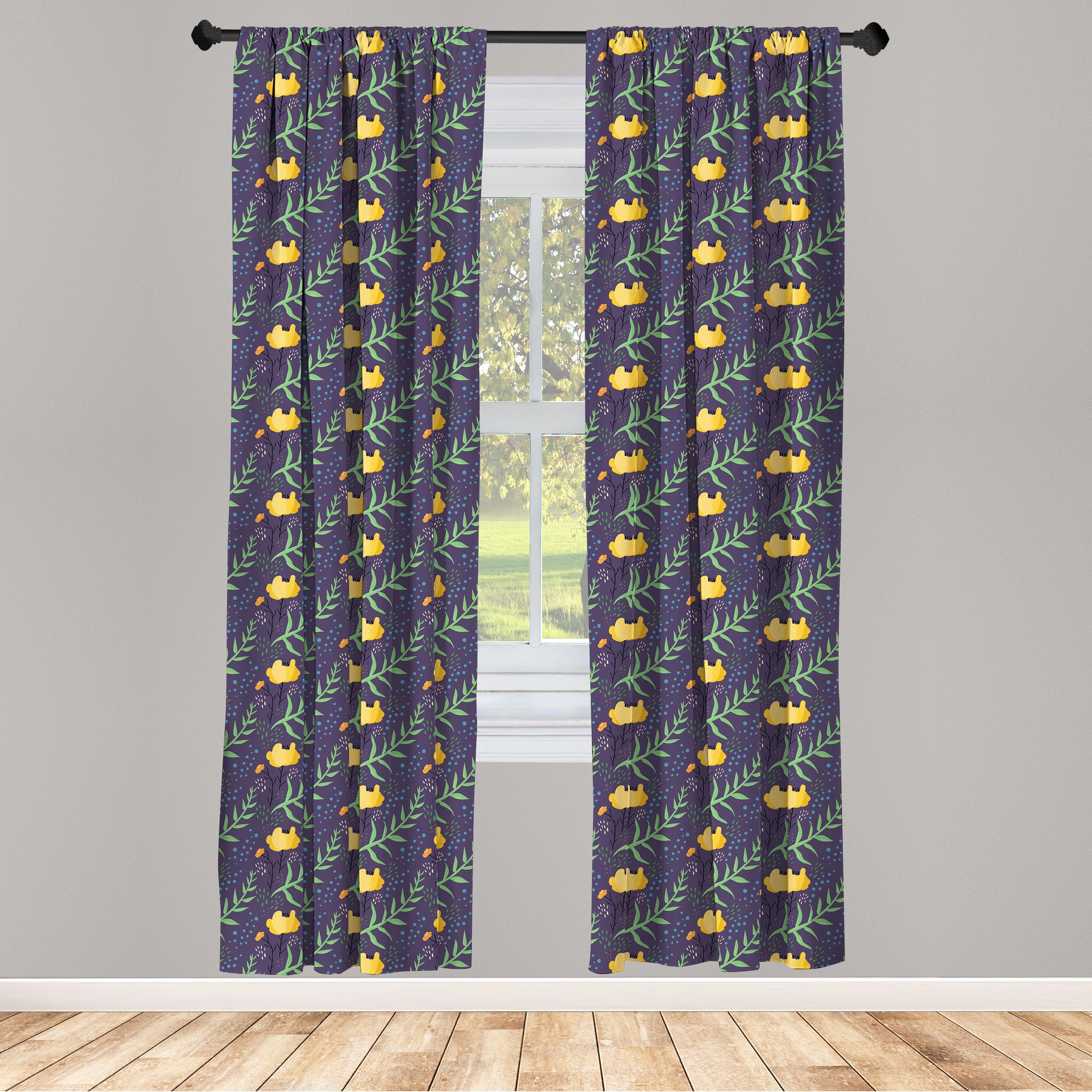 Gardine Vorhang für Wohnzimmer Schlafzimmer Microfaser, der Garten in Blüte Dekor, Abakuhaus, Doodle Botanik
