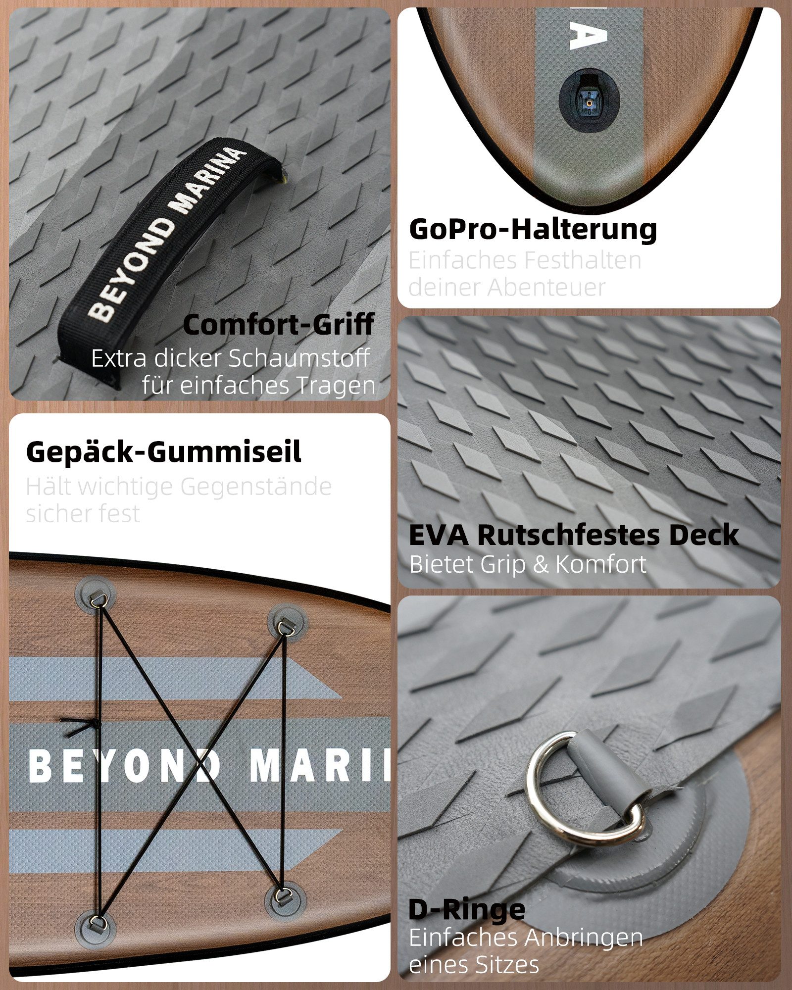 BEYOND MARINA Inflatable SUP-Board Aufblasbares Stehpaddelbrett, federleichtes Sup Board, Fusion Tech für Steifigkeit und Stabilität, Reisefreundlich