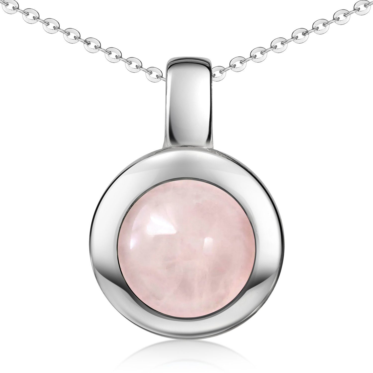 Materia Kettenanhänger Rosenquarz Edelstein Anhänger Rosa rund KA-38, 925 S günstig online kaufen