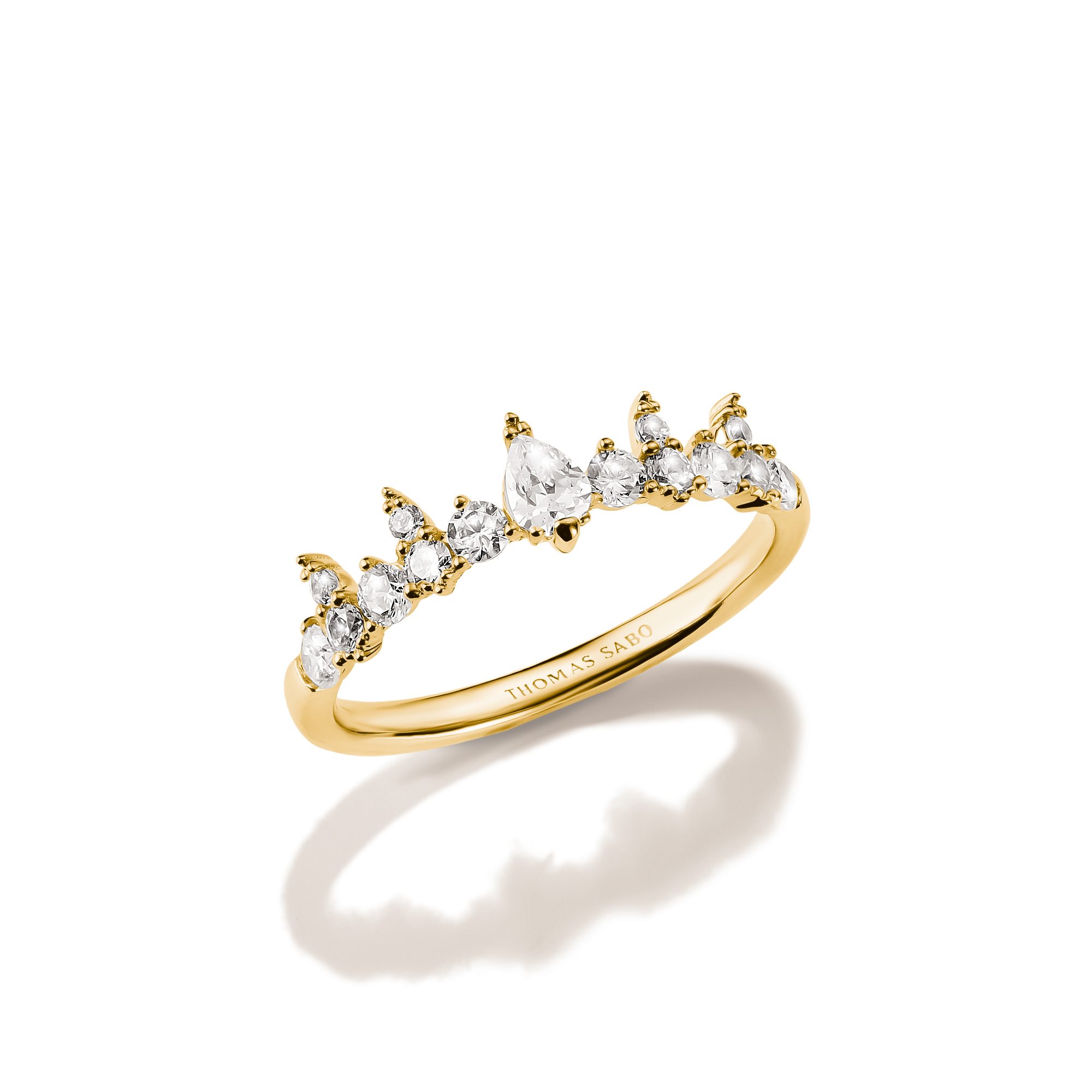 THOMAS SABO Fingerring Midnight Sky Ring Krone gelbgoldfarben, mit Zirkonia (synth)