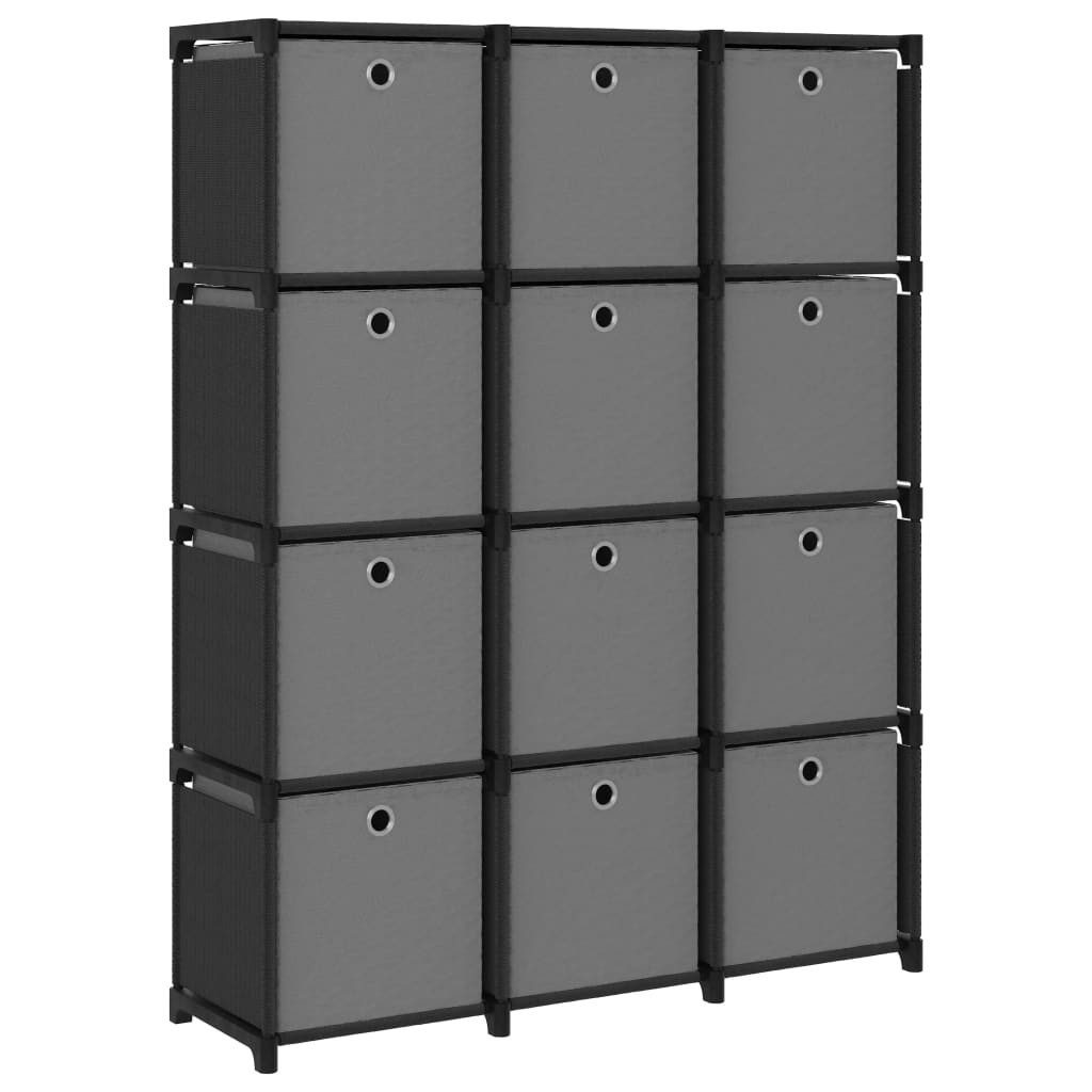 vidaXL Regalwürfel, Würfel-Regal mit Boxen 12 Fächer Schwarz 103x30x141 cm Stoff