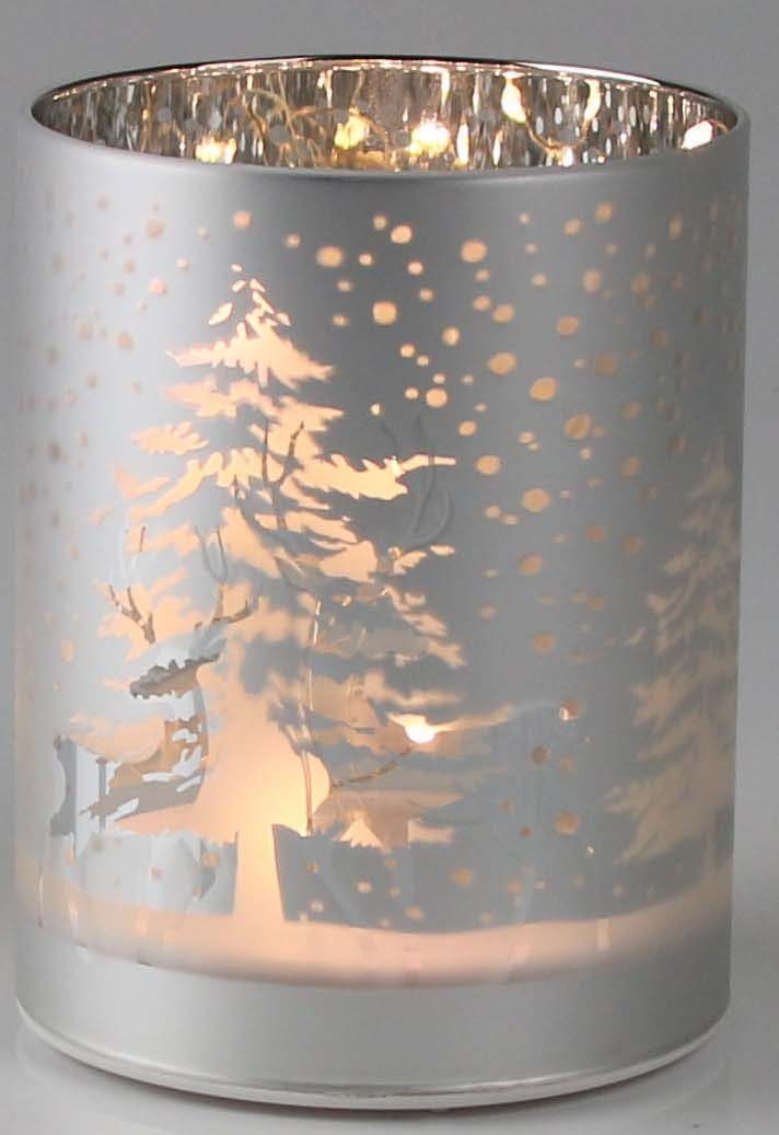 AM Design LED Windlicht, LED fest integriert, Warmweiß, Weihnachtsdeko, mit weihnachtlichen Elementen