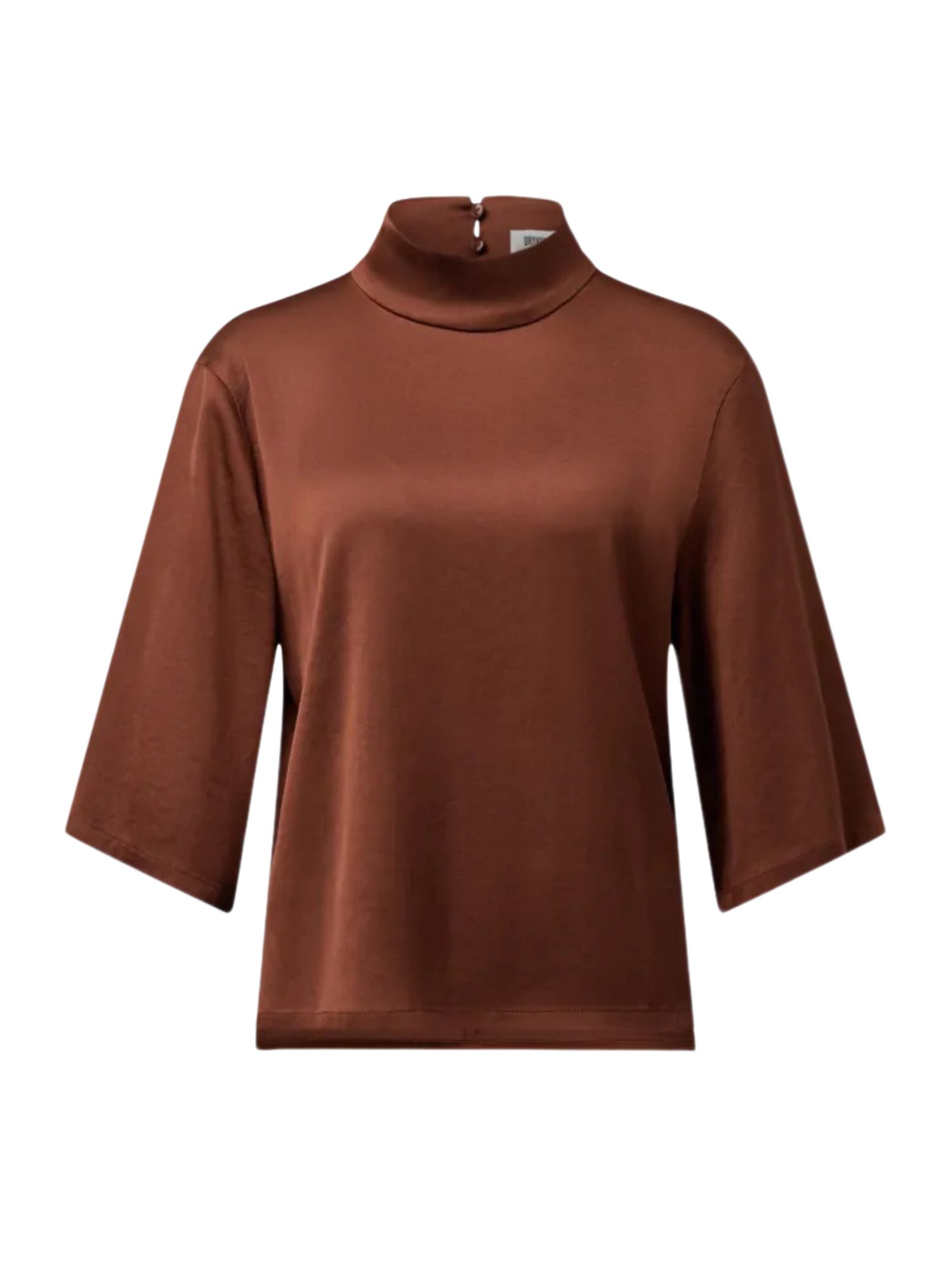 Drykorn Hemdbluse braun,Elegant,Acetat,Unifarben,Stehkragen,1/2 Arm,Classic Fit