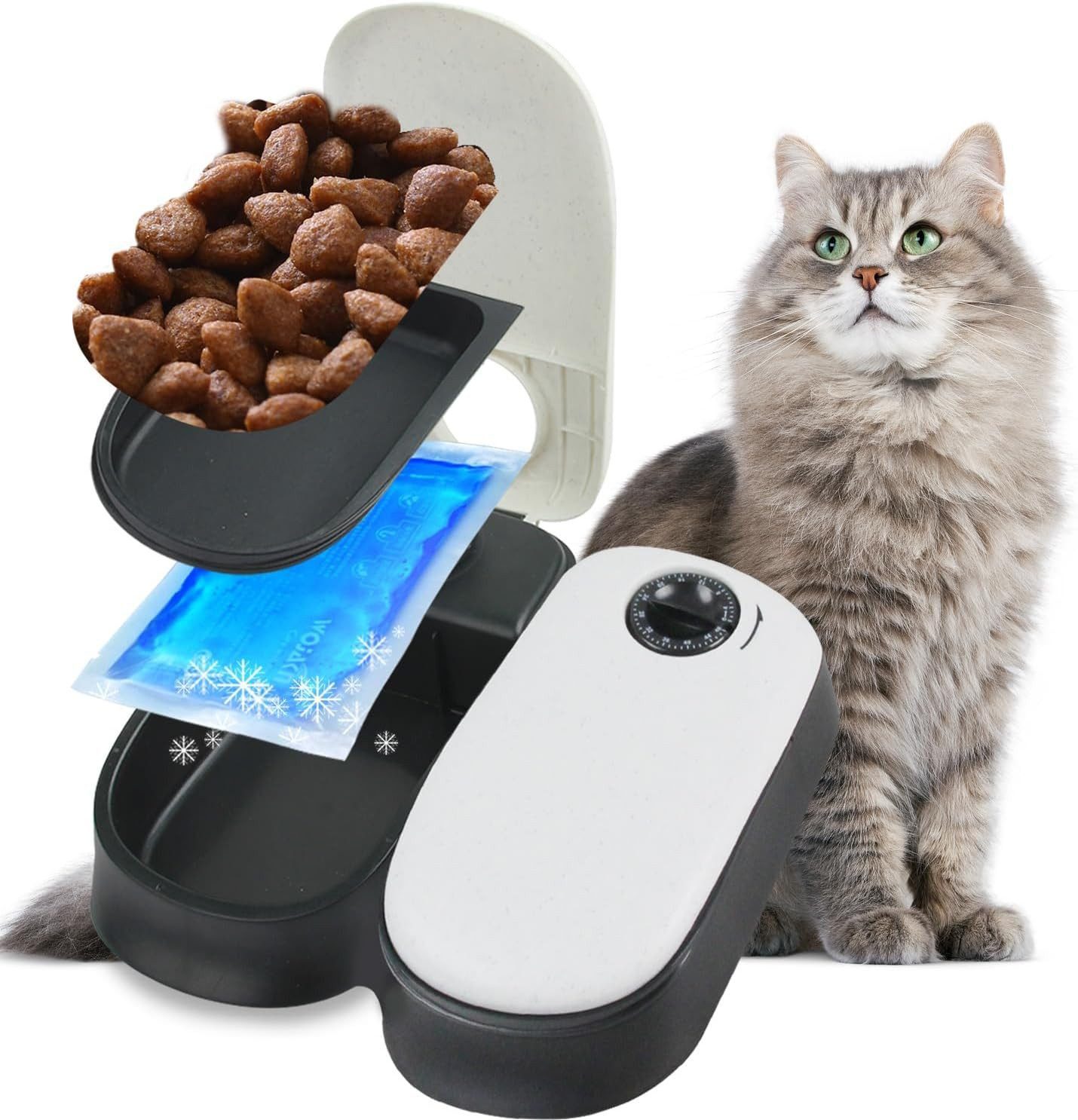 FELIXLEO Katzen-Futterautomat Automatic Pet Feeder 300ml Automatic Feeder for 48-Hour Planning