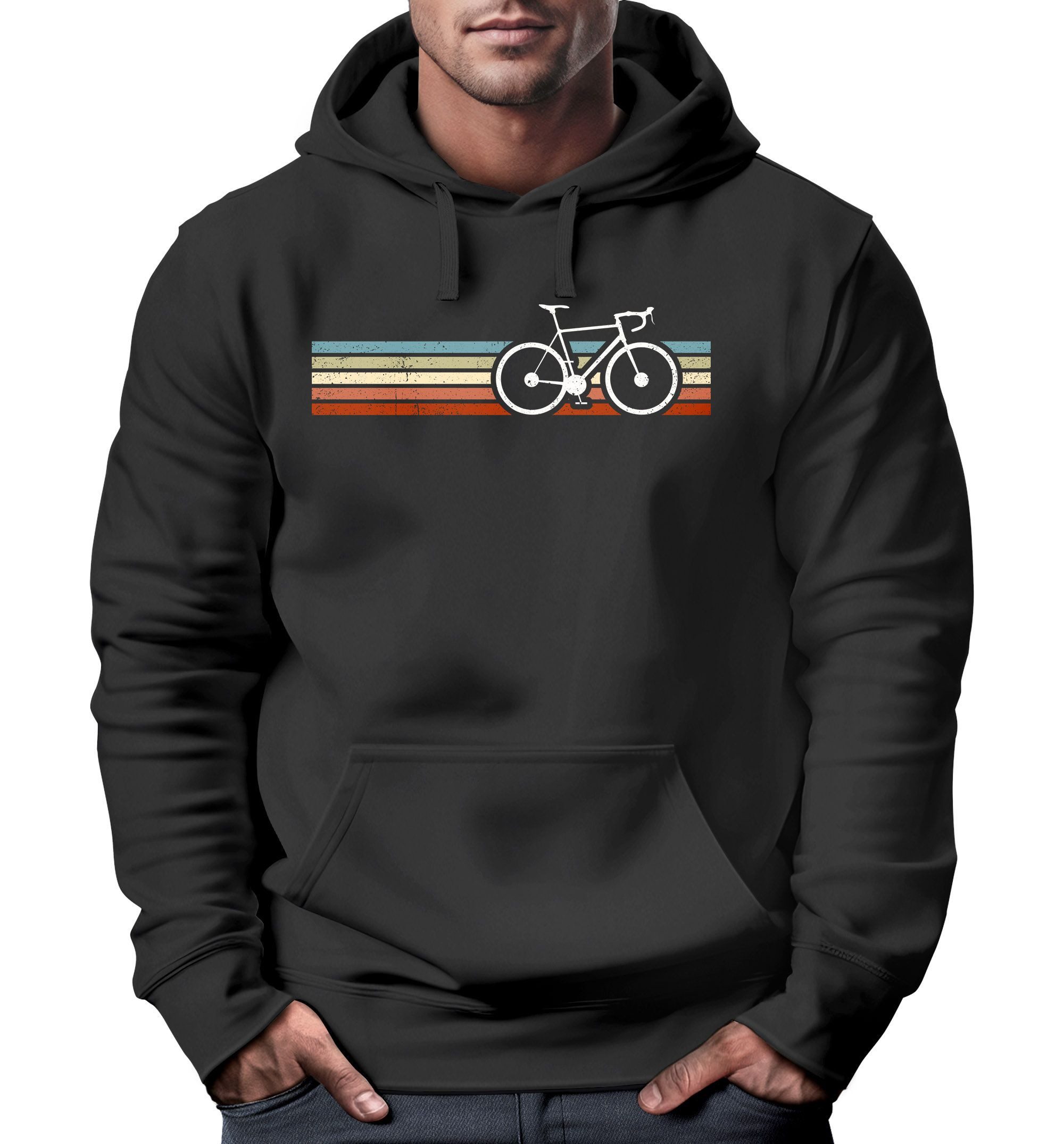 Neverless Hoodie Hoodie Herren Fahrrad Retro günstig online kaufen