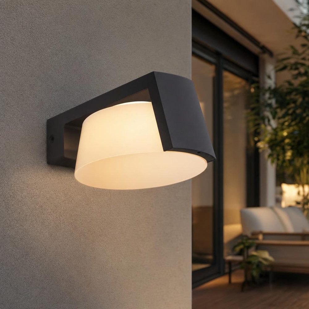 LUTEC LED Außen-Wandleuchte, LED-Leuchtmittel fest verbaut, Farbwechsel, Neutralweiß, Warmweiß, LED Außenwandleuchte Fassadenlampe CCT Dunkelgrau IP44 L 21,7 cm
