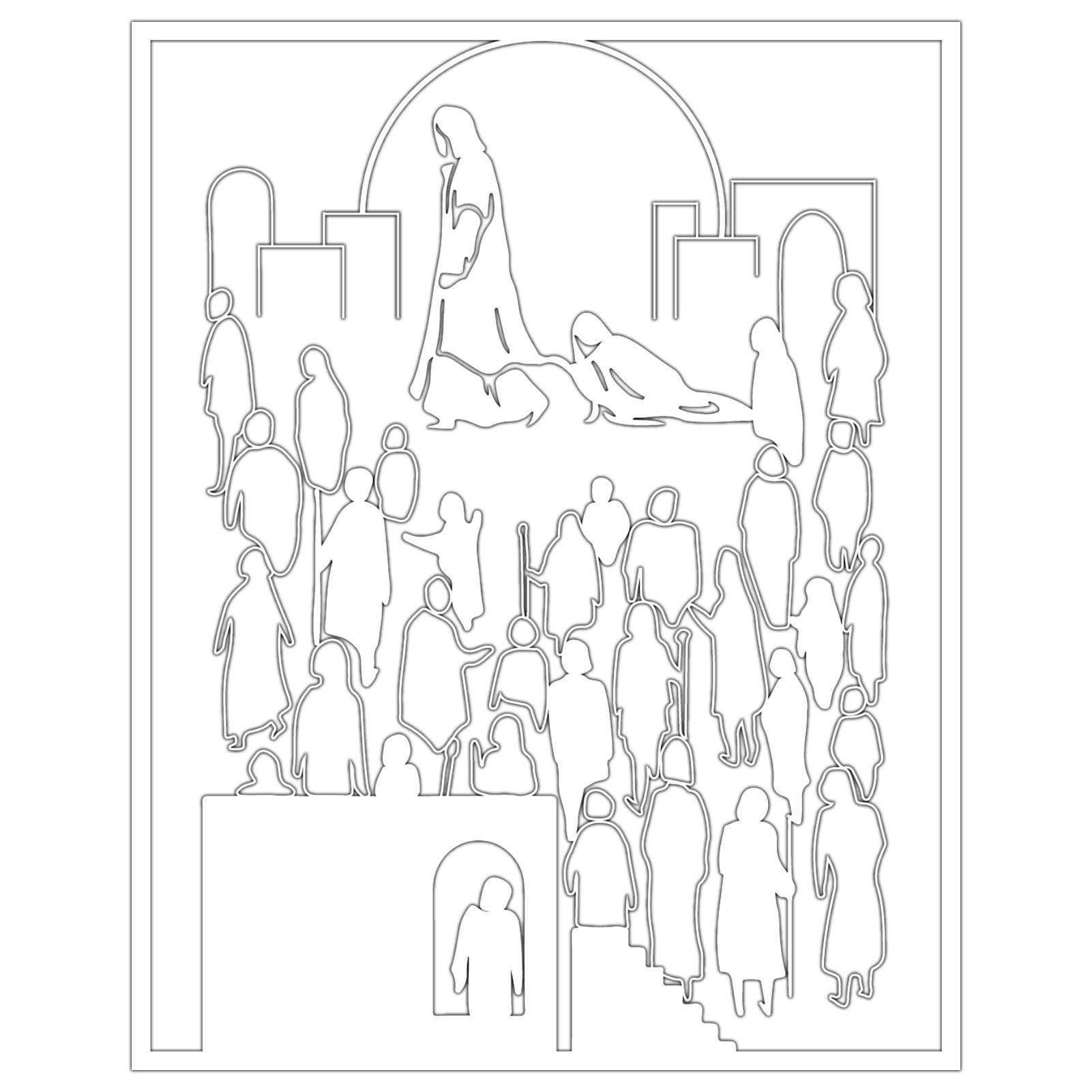 Jumpeak Wanddekoobjekt Crowd Dance,Musterdekoration für Straßencrowds, Menschenmassen, Schwarz, Weiß, 3 Größe