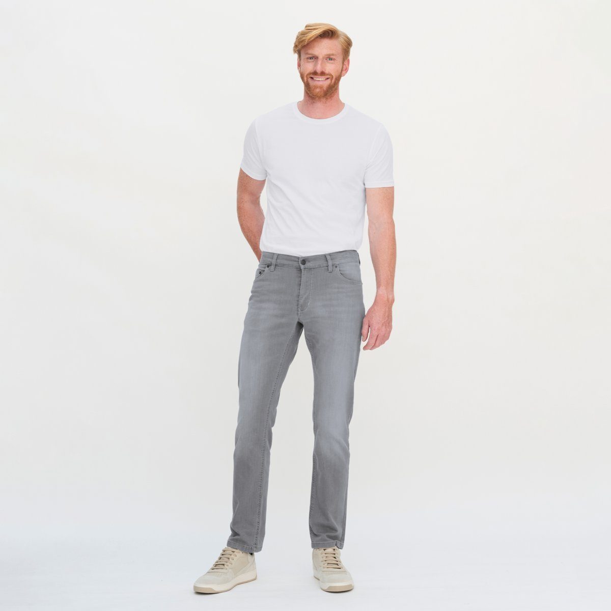 LIVING Stil Grey im 5-Pocket Jerseyhose Moderner Denim CRAFTS BOSCO Schnitt