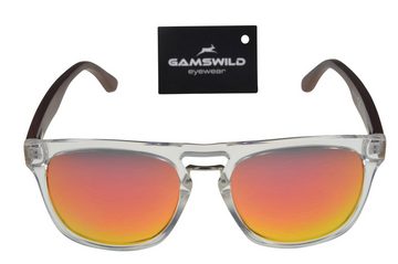 Gamswild Sonnenbrille UV400 GAMSSTYLE Modebrille Bambusholz, Bambusholzbügel Damen Herren Unisex Modell WM1128 in rot, blau, braun