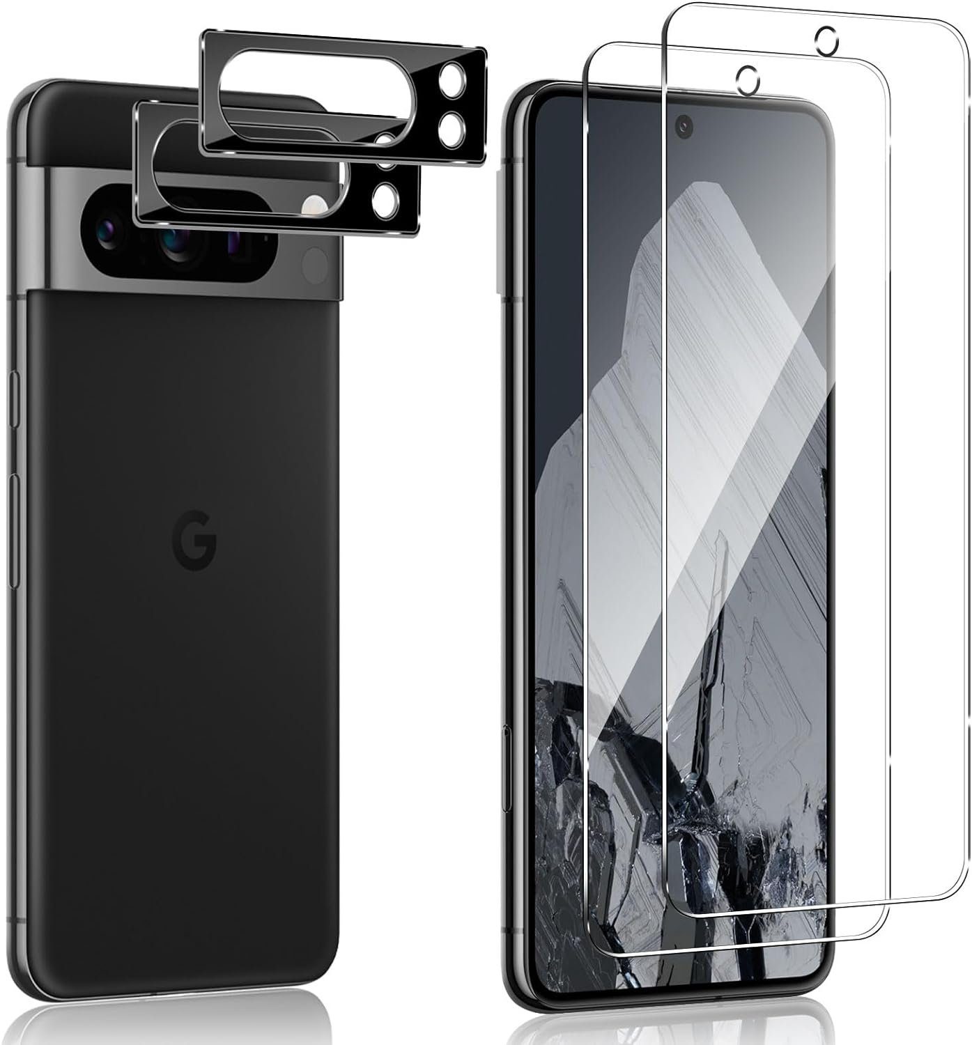 Displayschutzglas 2X Schutzglas (Display + Kamera) für Google Pixel 8 Pro Panzerfolie