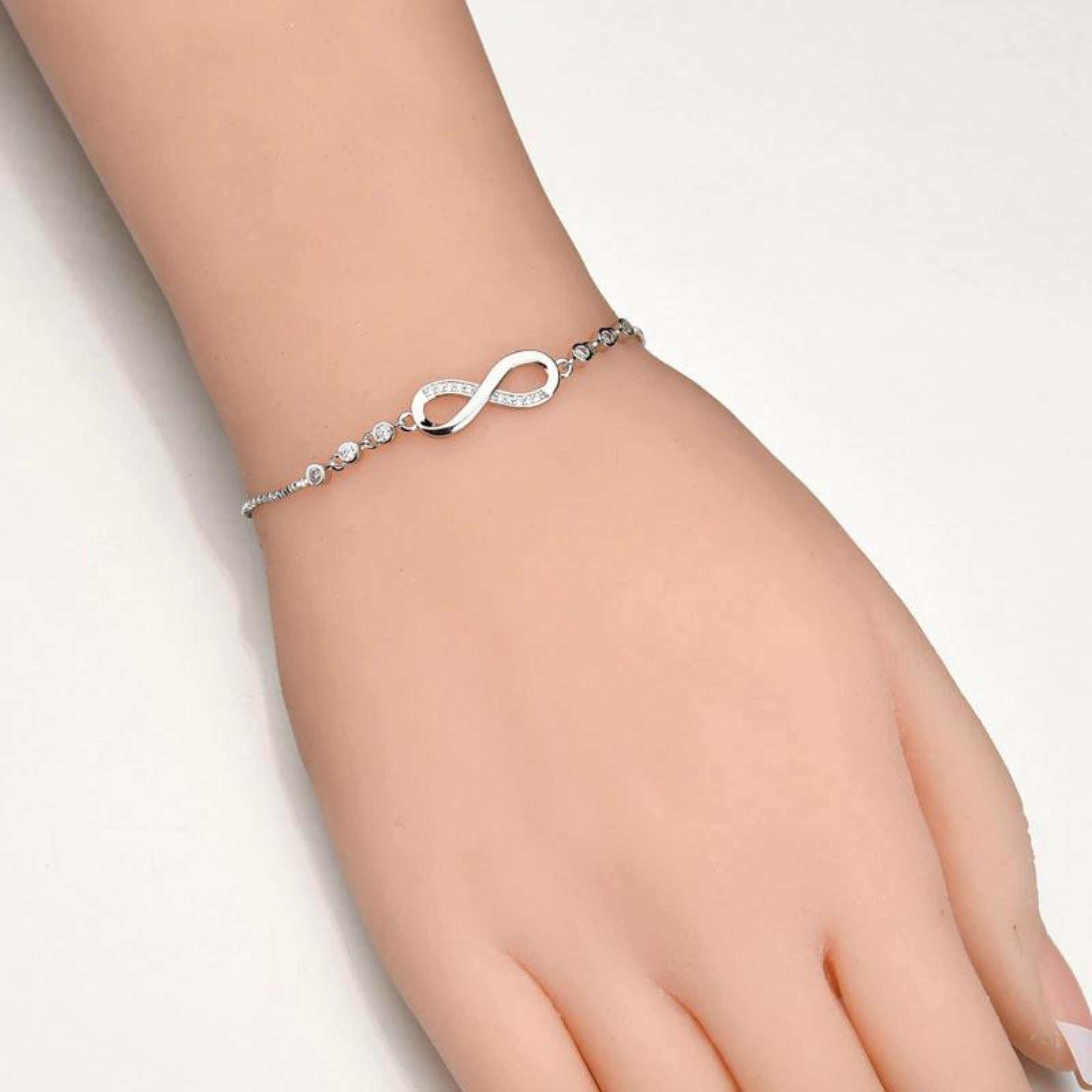 Felino Silberarmband Armband Infinity Damen Frauen Diamanten Unendlich Liebe Ewigkeit (1-tlg., + Schmuckbeutel), 925 Sterling Silber