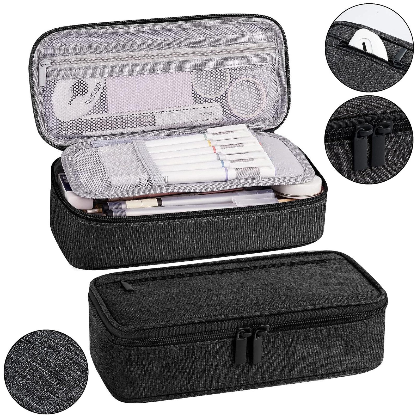 OKWISH Federmäppchen Groß Stifteetui Federtaschen Schreibgeräteetui, (Stifttasche mit Reißverschluss 5 Fach Große Kapazität, 1-tlg., Schreibwarenbeutel Bleistift-Organizer), für Damen Herren Schule Büro Arbeit Studenten Mädchen Jungen Geschenk