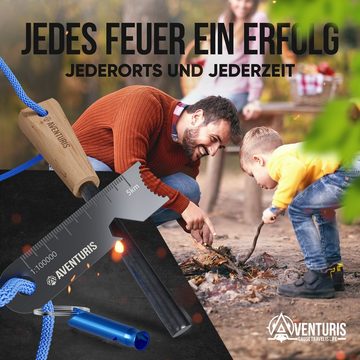 AVENTURIS Feuerzeug Feuerstahl (Feuerstahl mit Notfallpfeife und Multifunktionsstarter), 3000 grad heiße Funken!