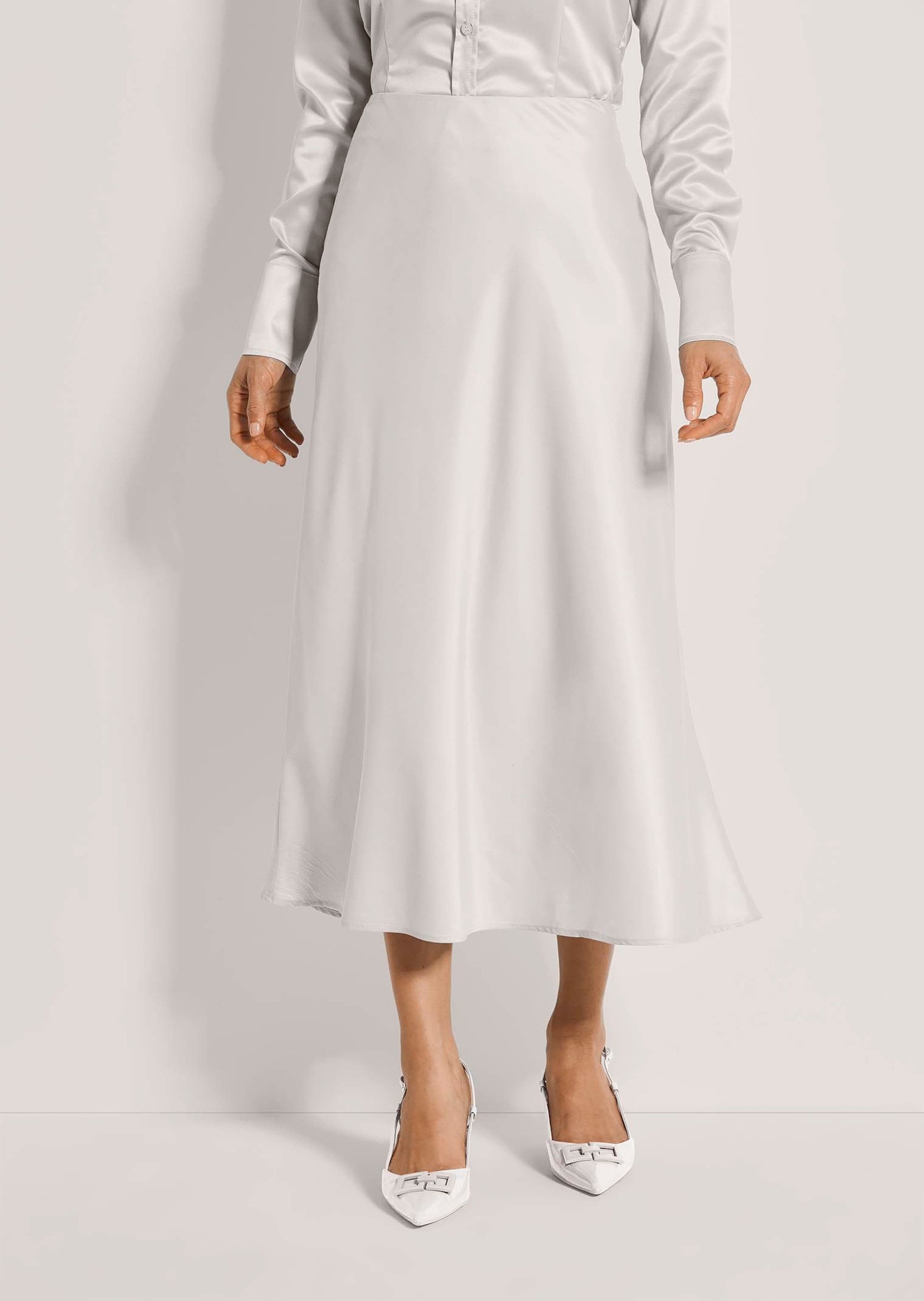 MADELEINE Maxirock Midi Satinrock für elegante Anlässe Zart schimmernder Rock mit seitlichem Reißverschluss, gefüttert