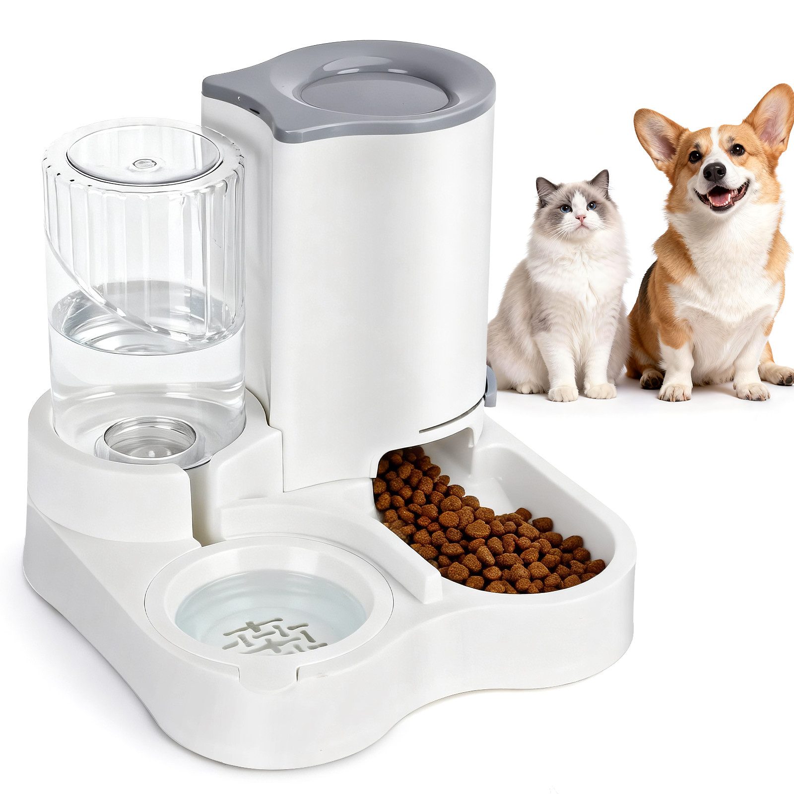 nobleza Katzen-Futterspender 2 En 1 Comedero para Gatos, Bebedero Automático para Gatos