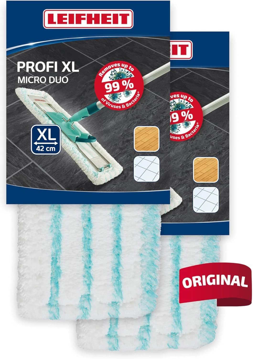 Leifheit 2er Set Wischbezug Micro Duo 42 cm 55126 Profi Wischbezug
