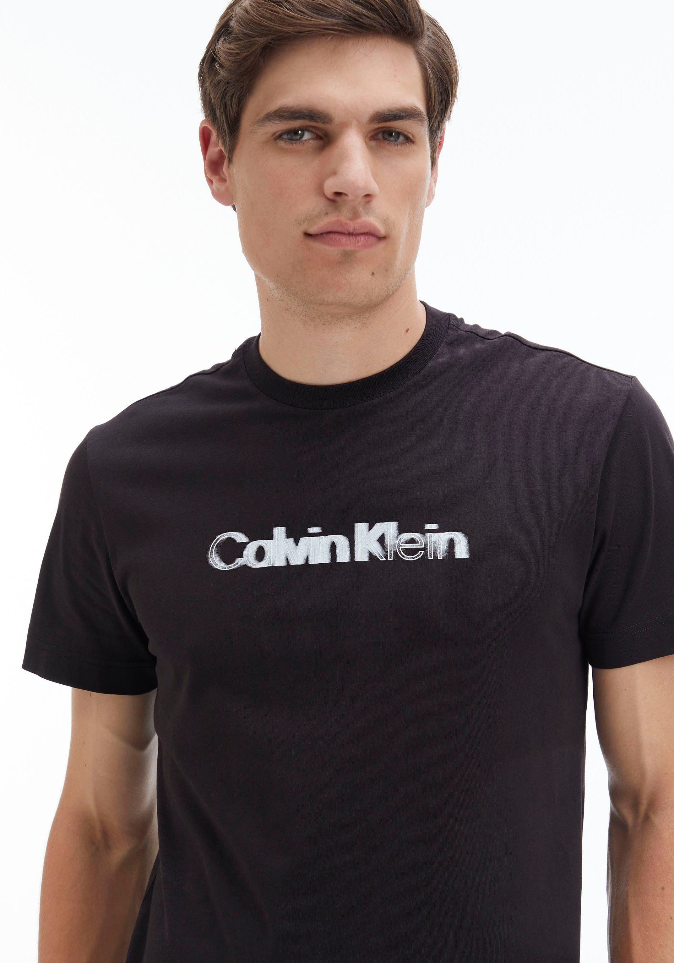 Klein mit Logo auf Brust schwarz der Kurzarmshirt Calvin Klein Calvin