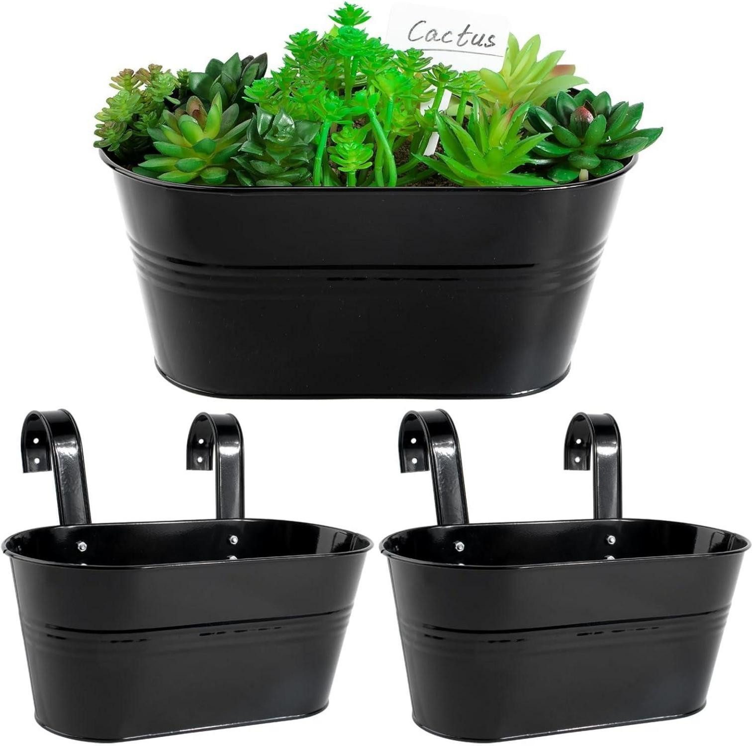 Blumentopf 2er Set Vintage Hängetöpfe Schwarz für Balkon Garten Zaun