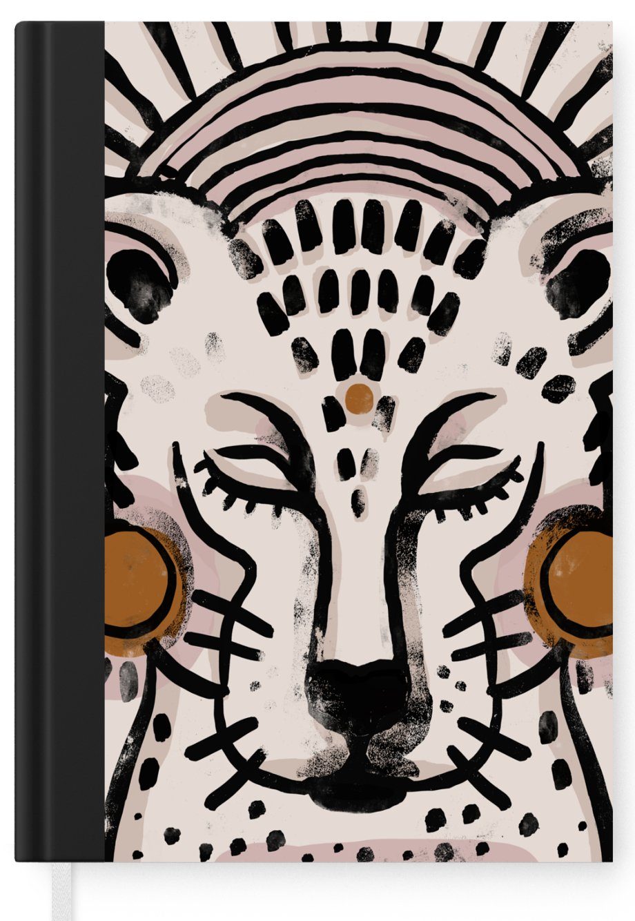 MuchoWow Notizbuch Tiger - Tiere Merkzettel, - Weiß Journal, - Haushaltsbuch Seiten, A5, 98 Notizheft, Tagebuch, Gemälde