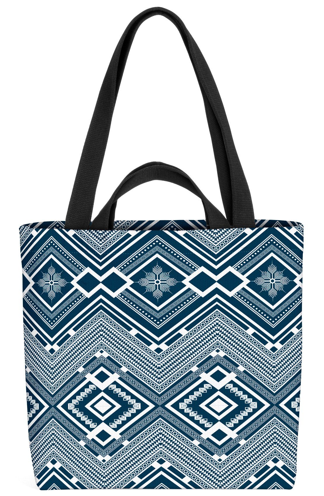VOID Henkeltasche (1-tlg), Indigen Design Safari Orient Muster Dekor schwarz Afrika Grafik Blau