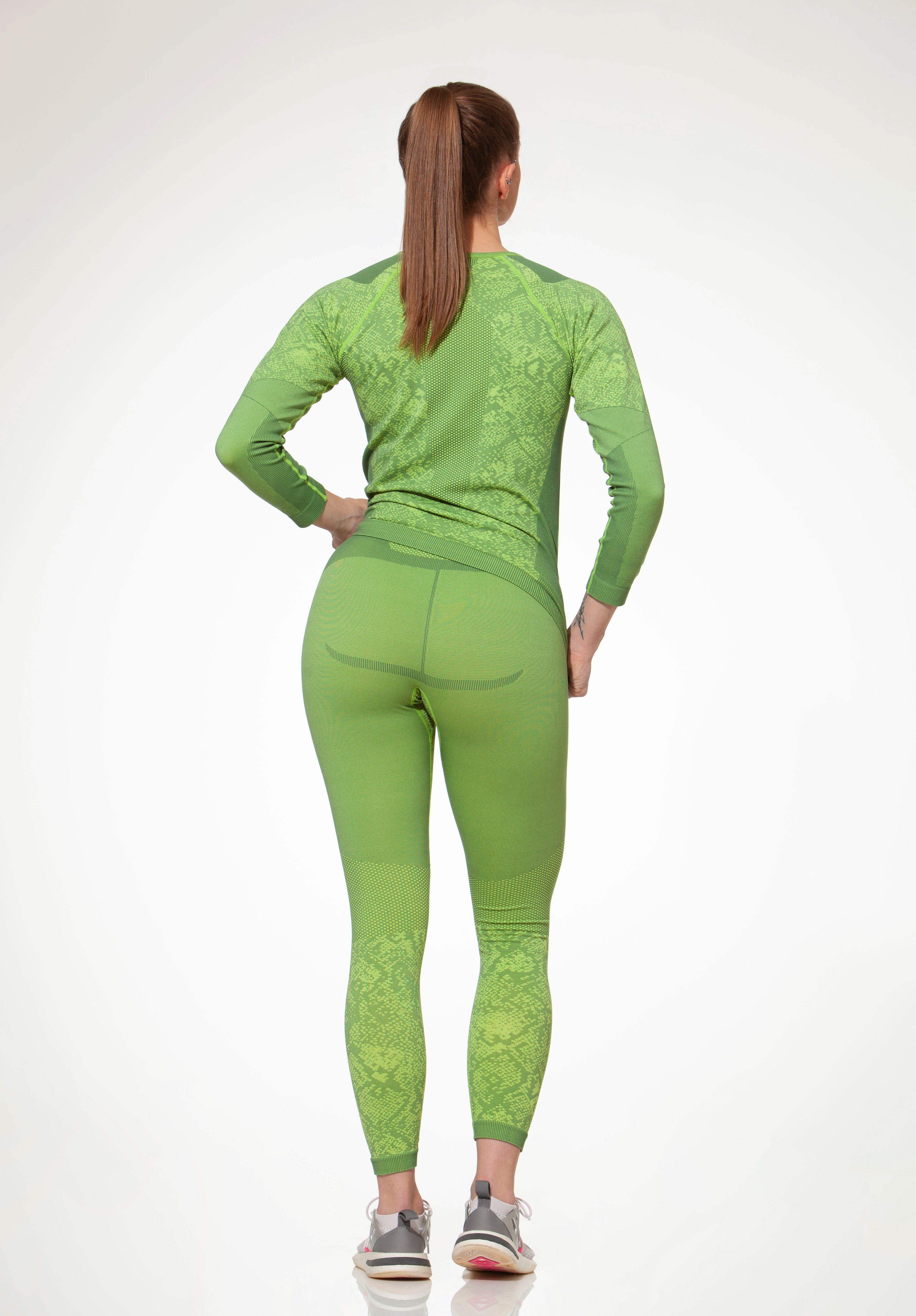 grün Damen Soul® Funktionshose Seamless, Funktionshose Funktionsunterwäsche, Stark Thermounterhose,