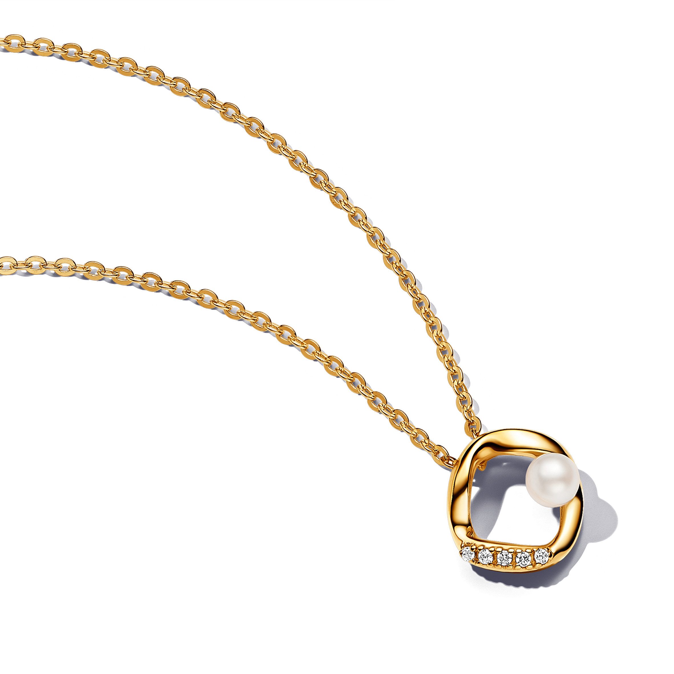 Kette mit Anhänger Pandora ESSENCE Kette 363303C01-45 Süßwasserzuchtperle vergoldet