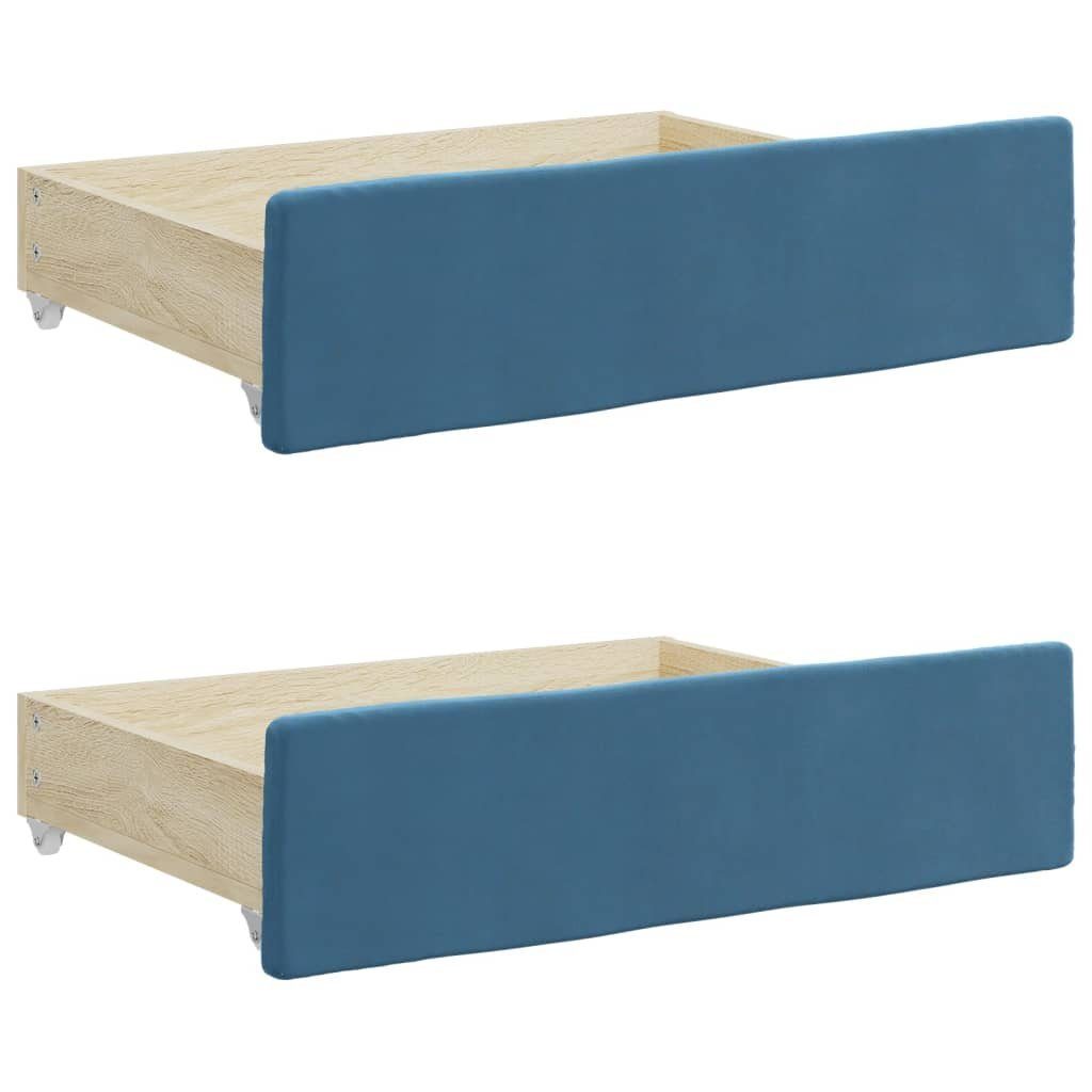 Blau 2 Bettschubladen und vidaXL Stk. Holzwerkstoff Samt Bettschubkasten