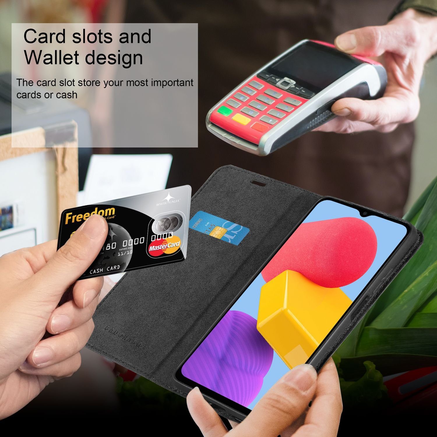 Cadorabo Handyhülle für Samsung Galaxy M13 4G Hülle Samsung Galaxy M13 4G, Hülle Schutzhülle mit Standfunktion, Magnetverschluss und Kartenfach