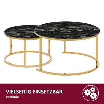 HOOZ Tischplatte aus Glas Ø 70 x 0,6 cm oder als Funkenschutzplatte für den Kamin (Marmorschwarz, 1 St., ESG-Sicherheitsglas), mit hochwertigem Facettenschliff