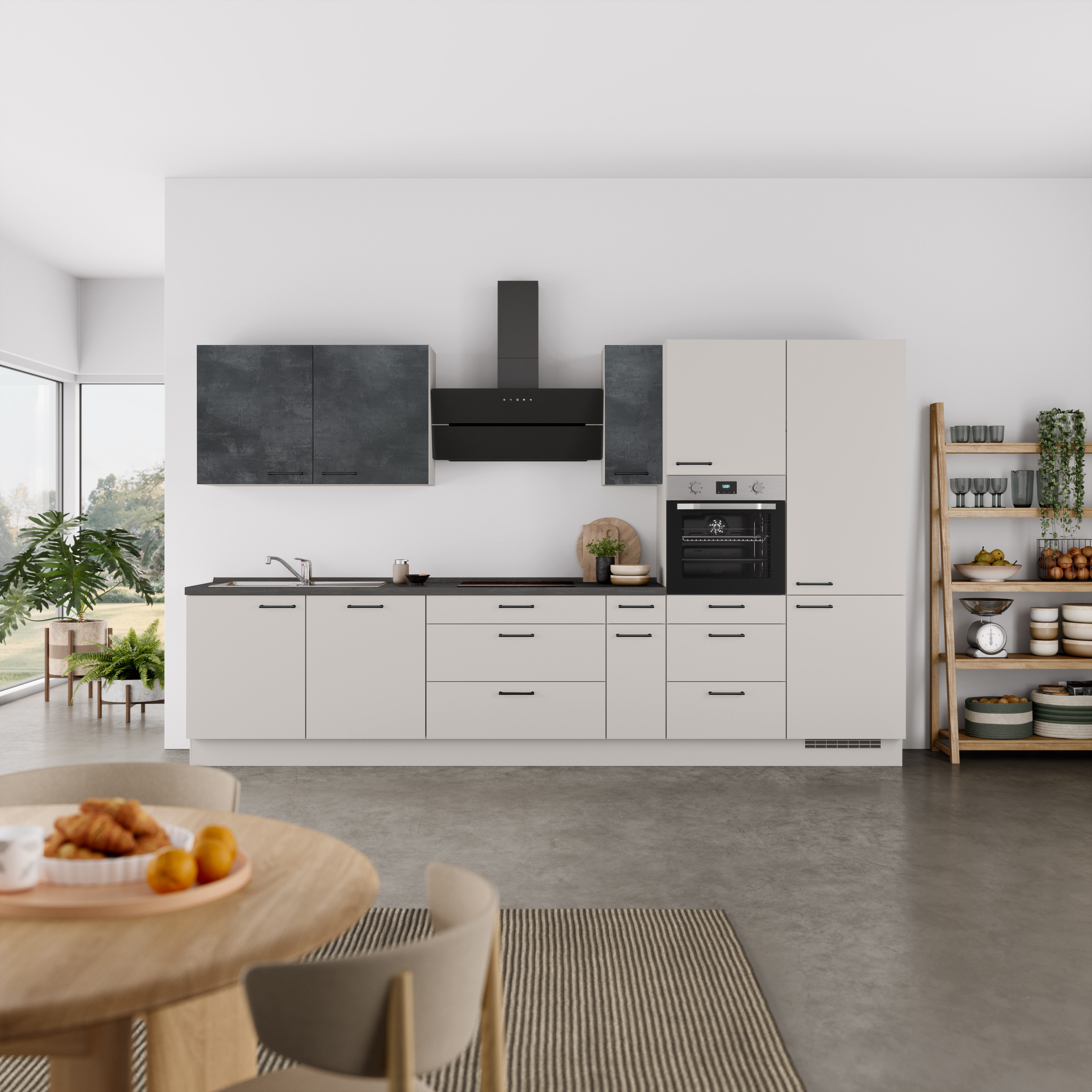 nobilia® Küchenzeile "MIAMI", NEU: individuell anpassbar mit gratis Profi-Beratung, vormontiert, Breite 360 cm, Ausrichtung wählbar, wahlw. mit E-Geräten