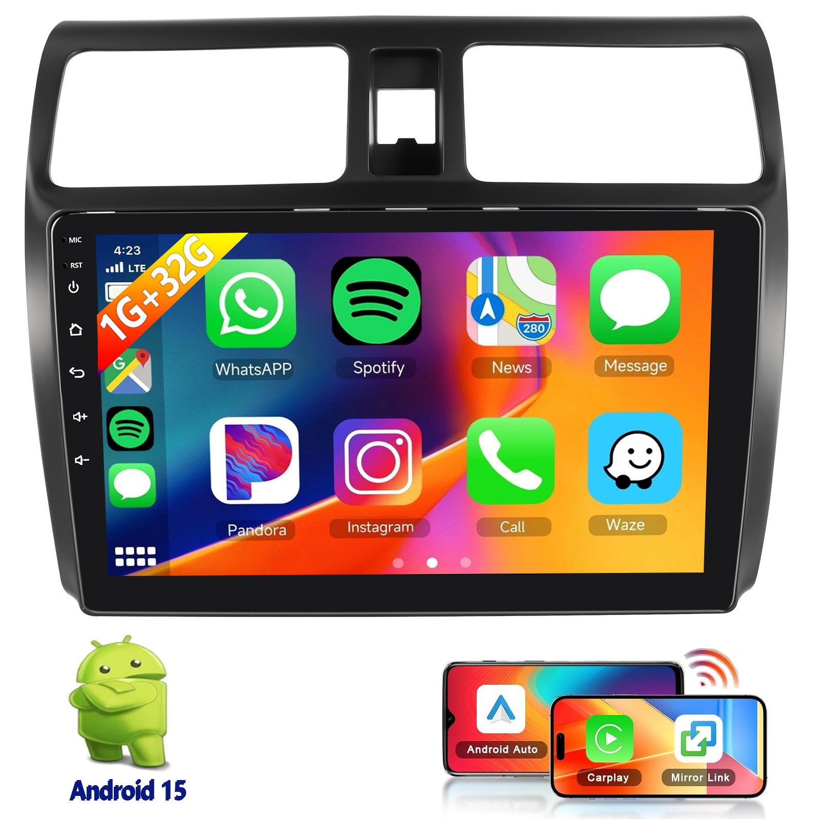 ESSGOO DAB+ Für SUZUKI SWIFT III EZ MZ 2004-09 Android 15 Autoradio GPS Navi Autoradio (DAB+ (optional), 4+64GB(optional), AM, FM, RDS, Apple Carplay & Android Auto,WiFi,Doppel DIN,USB)