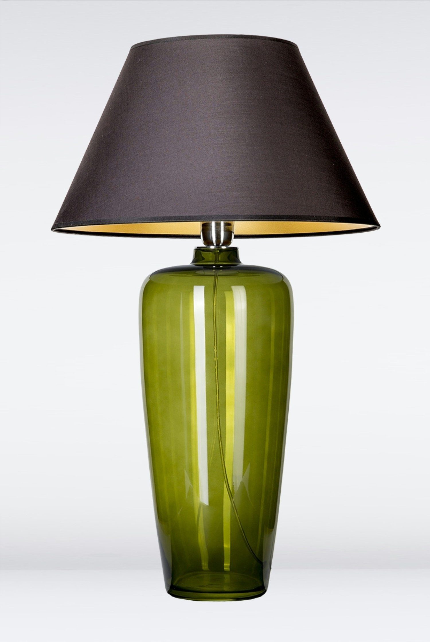 Signature Home Collection Tischleuchte Tischlampe aus Glas mit Lampenschirm schmal, ohne Leuchtmittel, Warmweiß, Glaslampe mundgeblasen grün