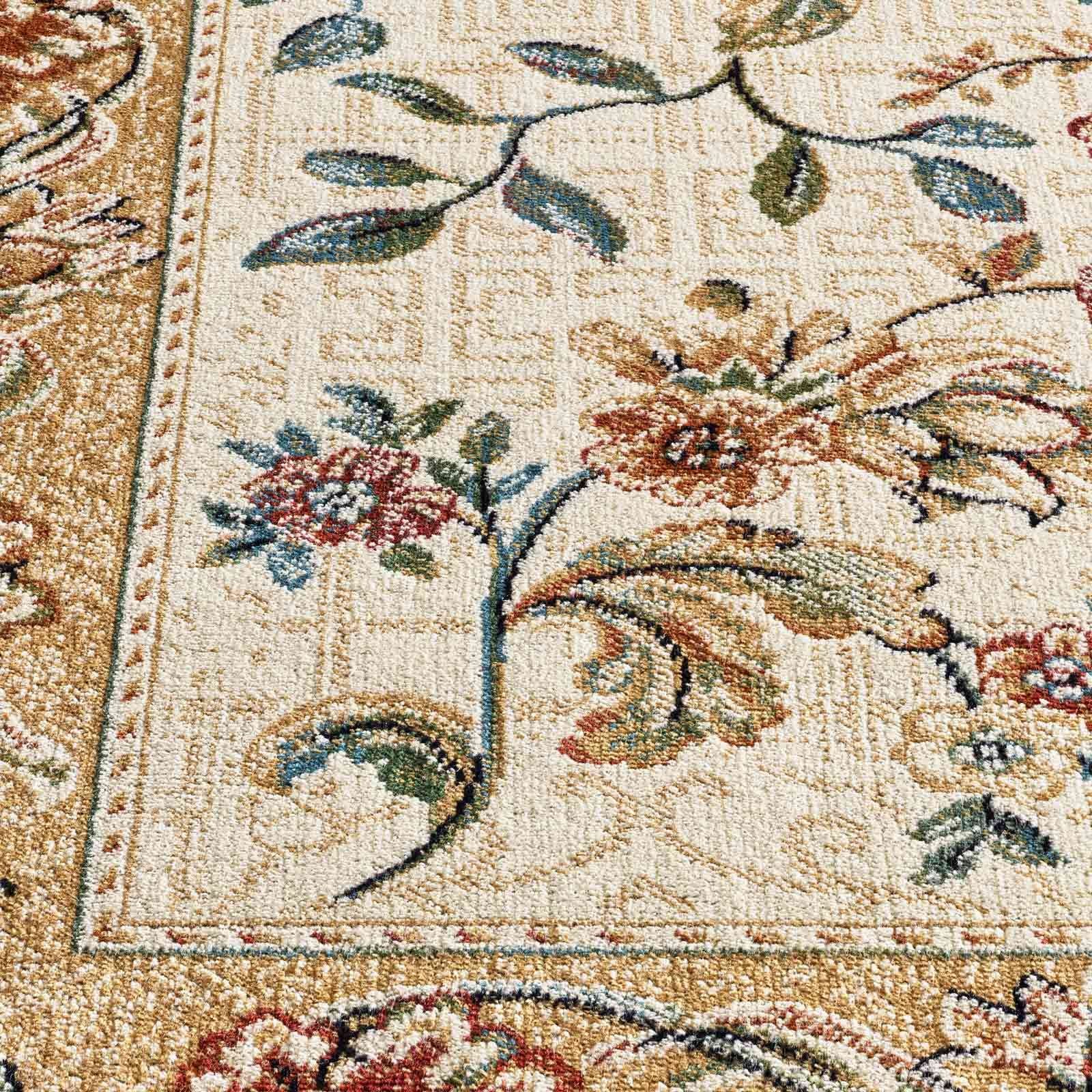 Teppich Palazzo Royal Antique 67x105 Roses, blau rechteckig, Optik Höhe: Rosen beige Seiden TaraCarpet, Esszimmer Wohnzimmer 6 mm, Schlafzimmer
