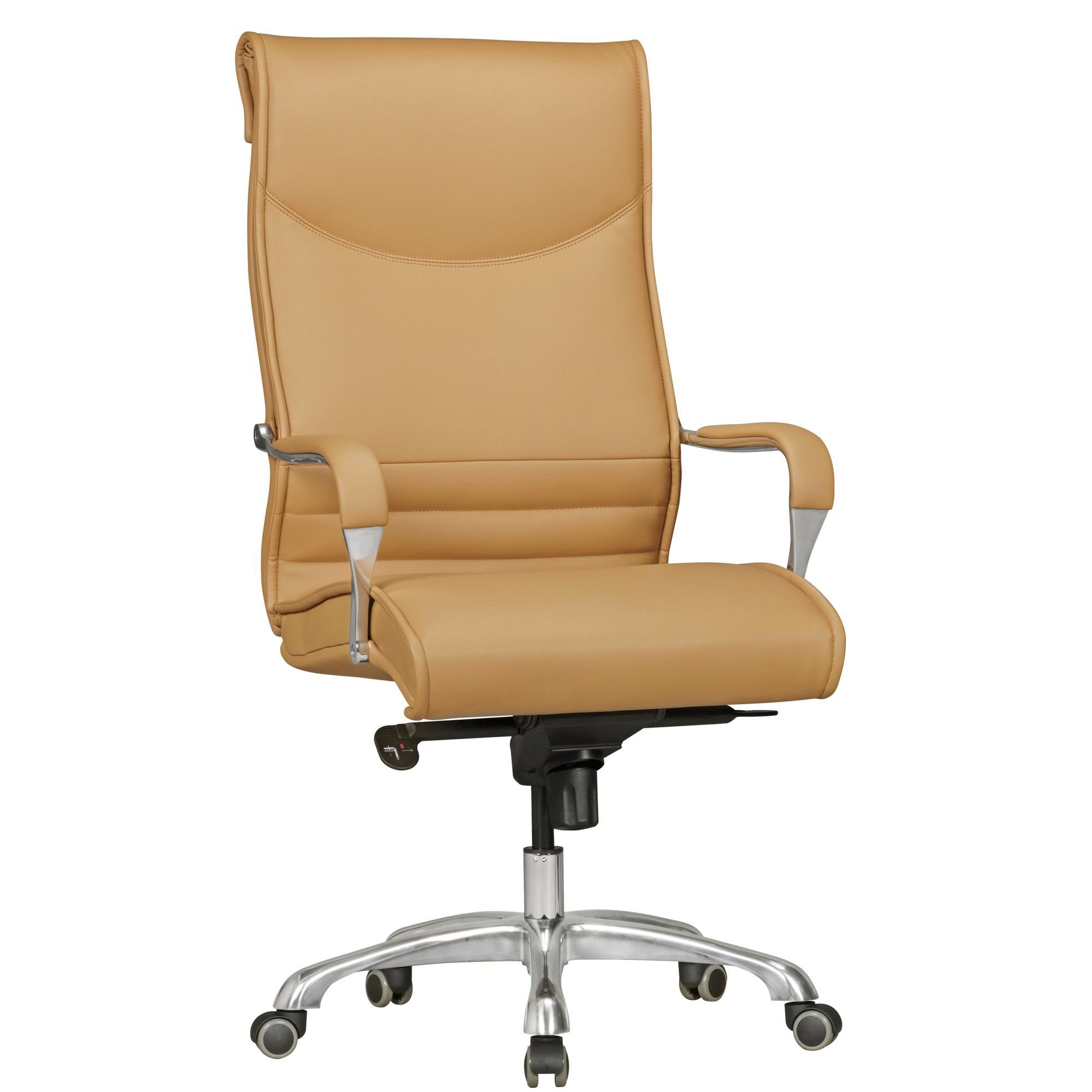 möbelando Bürostuhl Bürostuhl BIGBOSS Bezug Kunstleder Caramel Schreib, Bürostuhl BIGBOSS Bezug Kunstleder Caramel Schreibtischstuhl bis 150 kg, XXL Design Chefsessel höhenverstellbar, Drehstuhl ergonomisch mit Armlehnen & hoher Rückenlehne, Wippfunktion